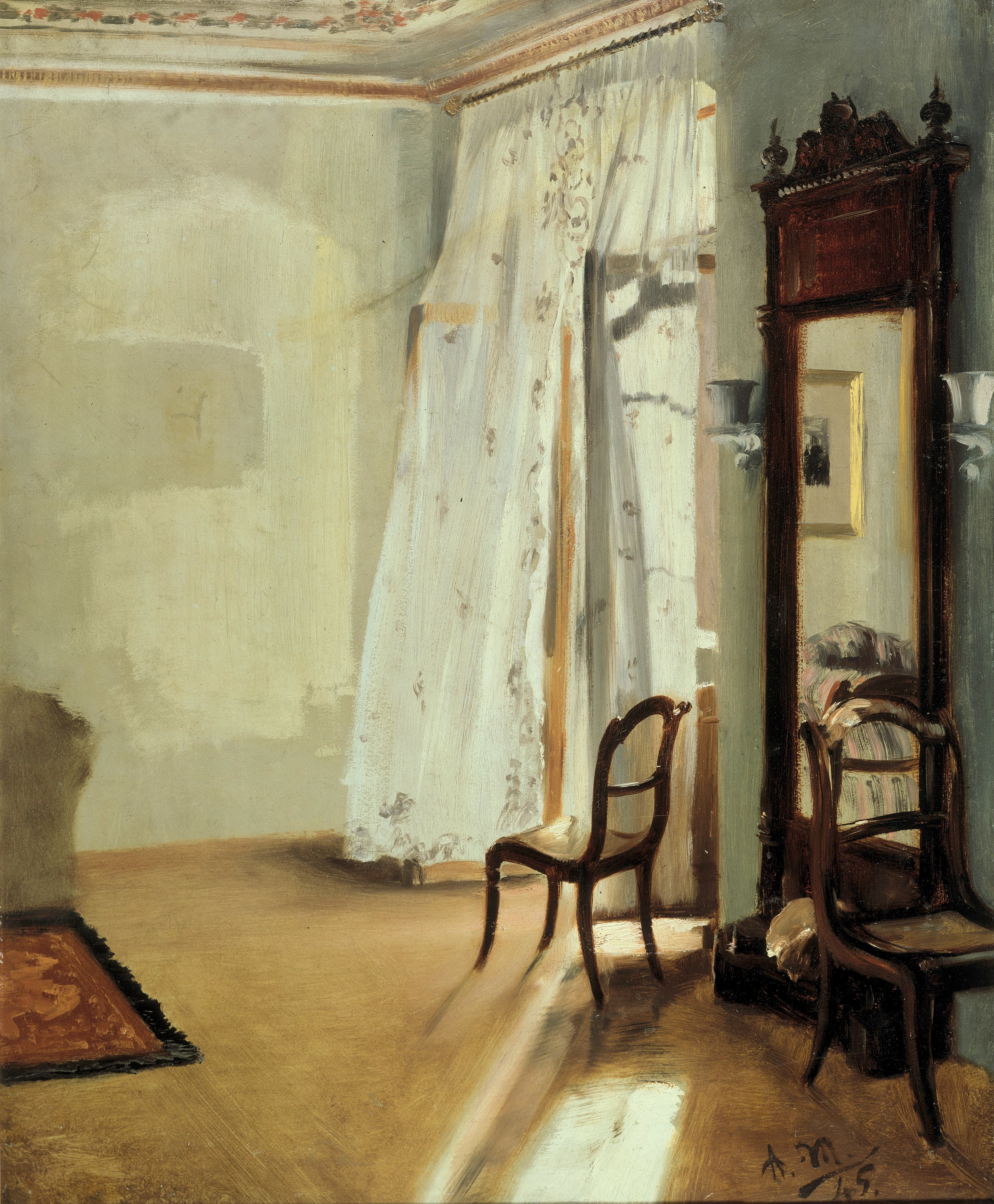 Intérieur d'une chambre avec balcon - Adolph von Menzel