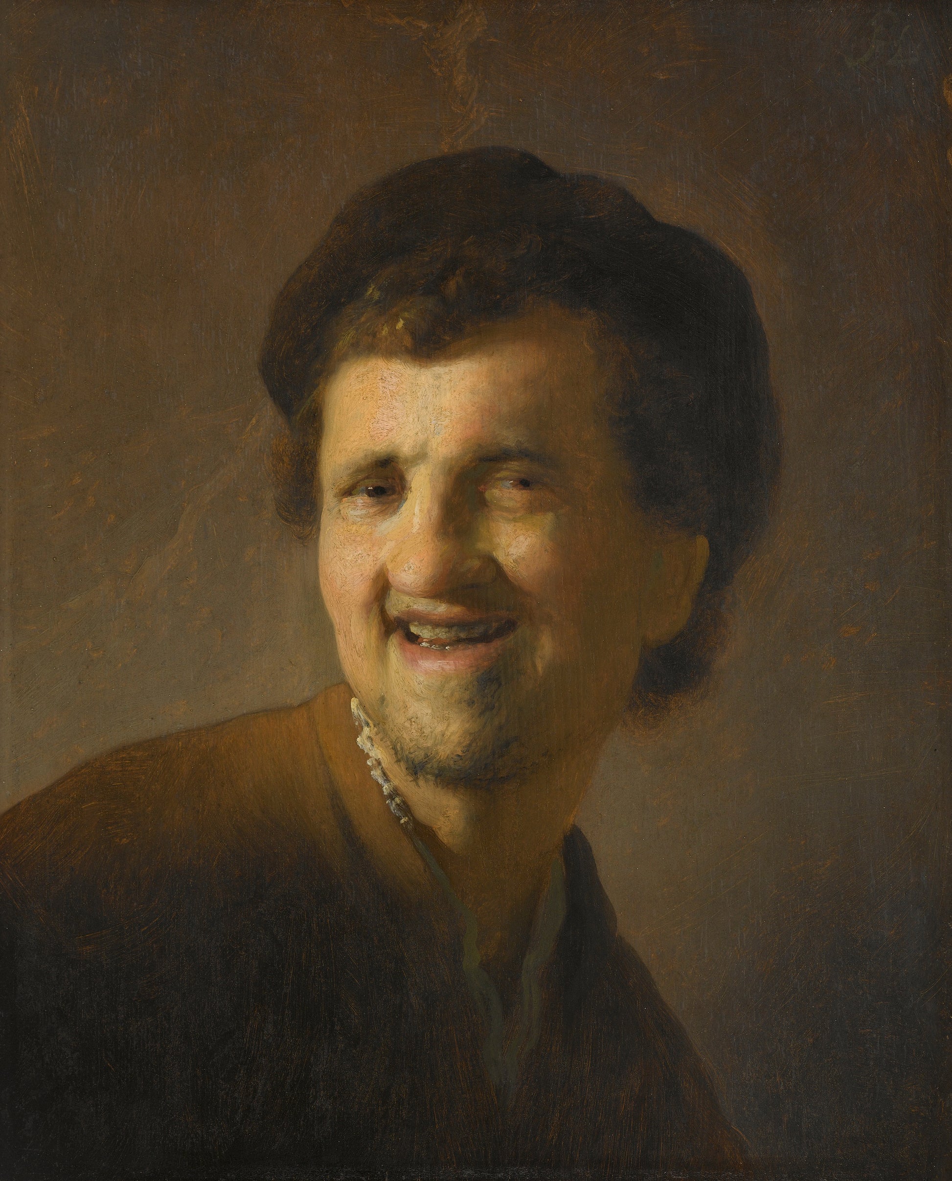 Reproduction du tableau « Buste d'un jeune homme rieur - Rembrandt » par Alpha Reproduction en peinture à l’huile