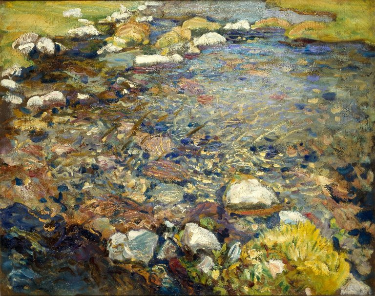 Reproduction du tableau « Val d'Aoste : un ruisseau sur des rochers - John Singer Sargent » par Alpha Reproduction en peinture à l’huile