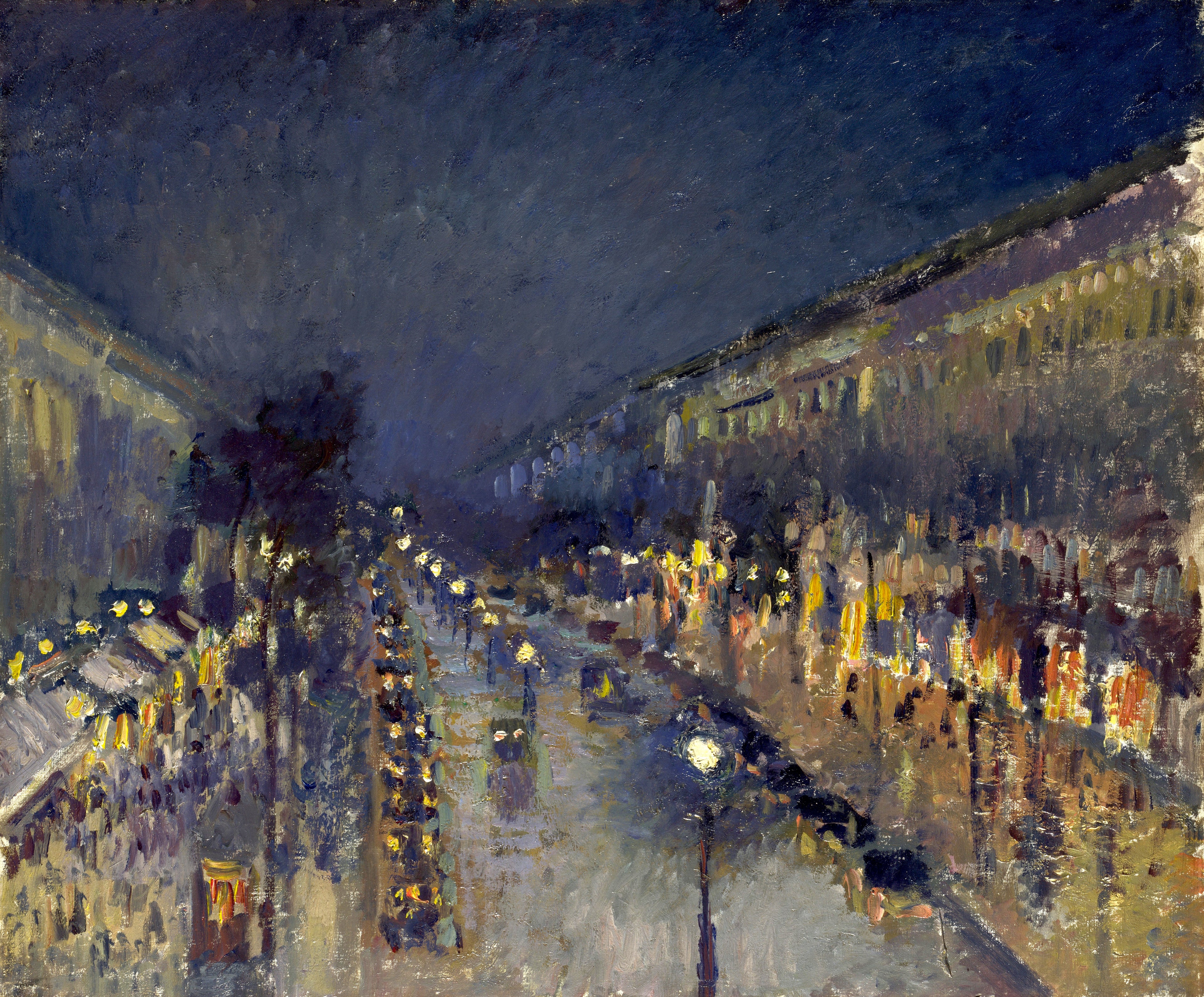 Reproduction du tableau « Boulevard Montmartre de nuit - Camille Pissarro » par Alpha Reproduction en peinture à l’huile