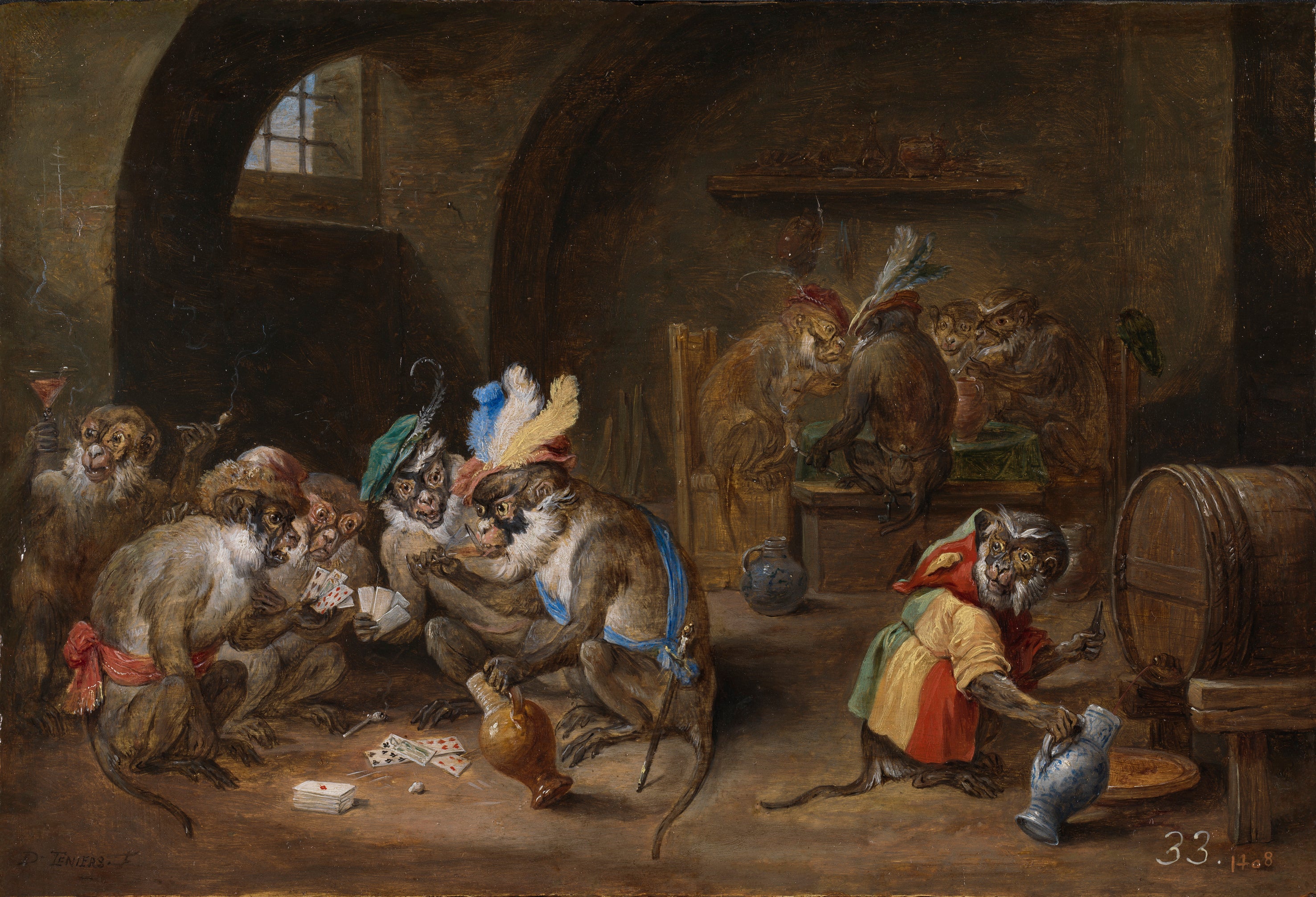 Des singes dans une taverne - David Teniers le Jeune