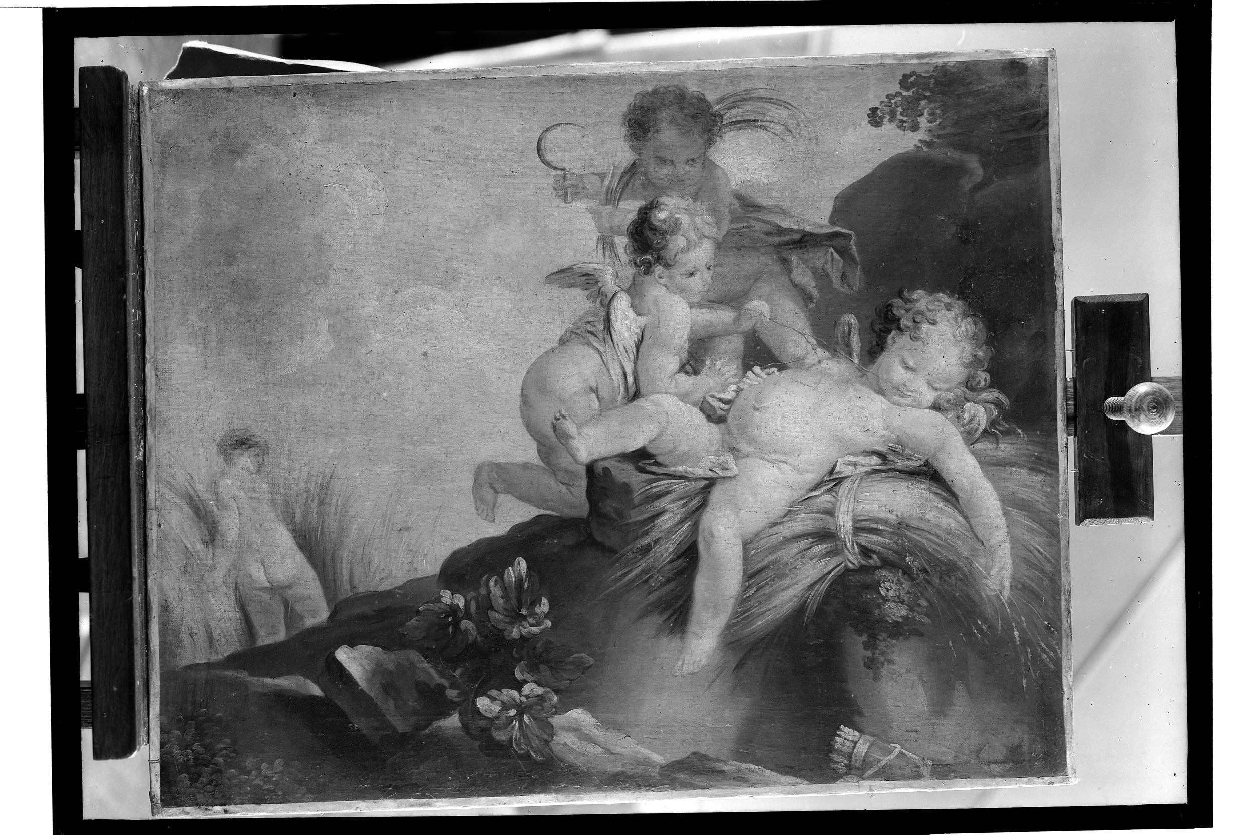 Putta jouant dans le champ de céréales (L'amour moissonneur) - François Boucher