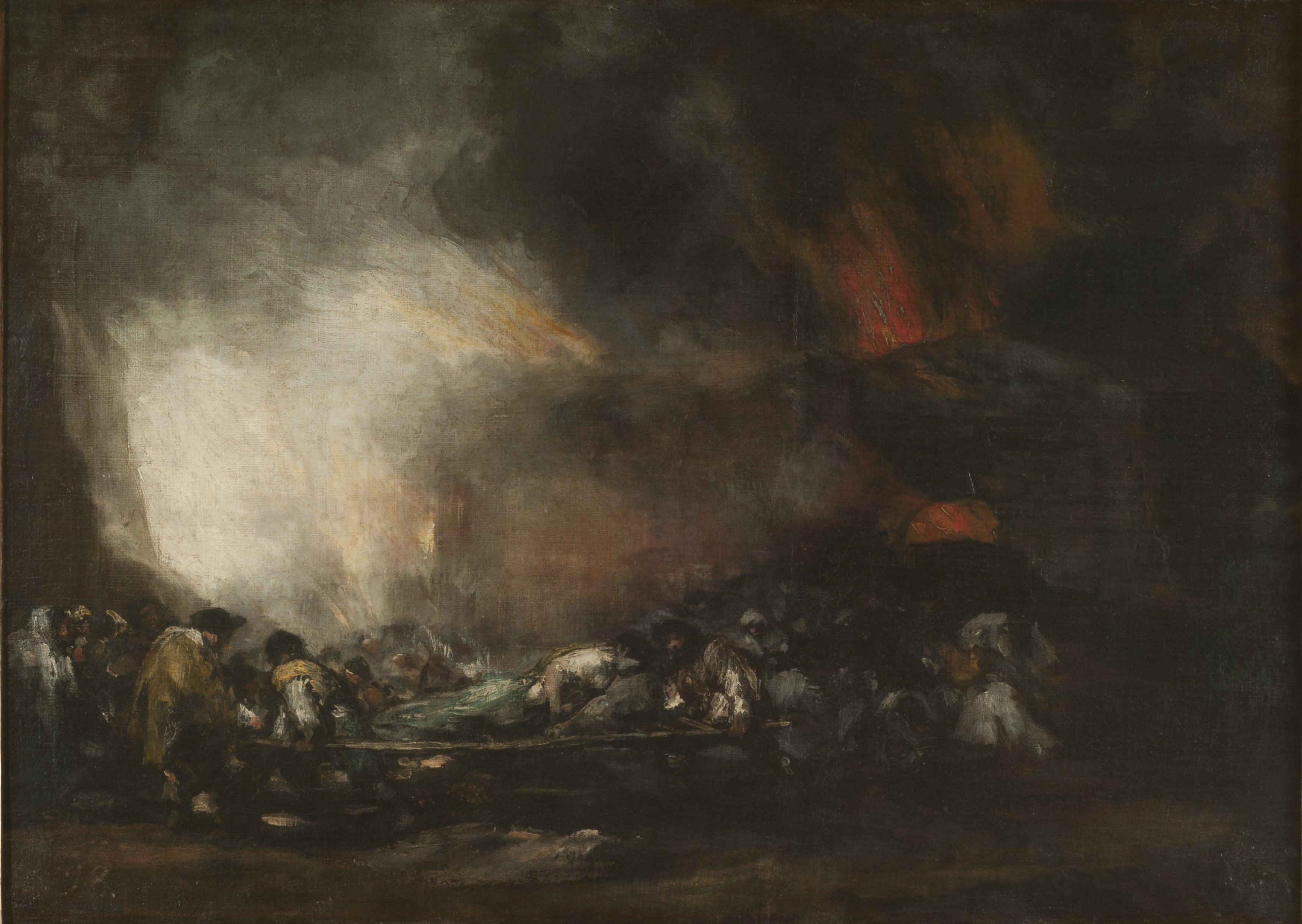 Reproduction du tableau « Incendie d'un hôpital - Francisco de Goya » par Alpha Reproduction en peinture à l’huile