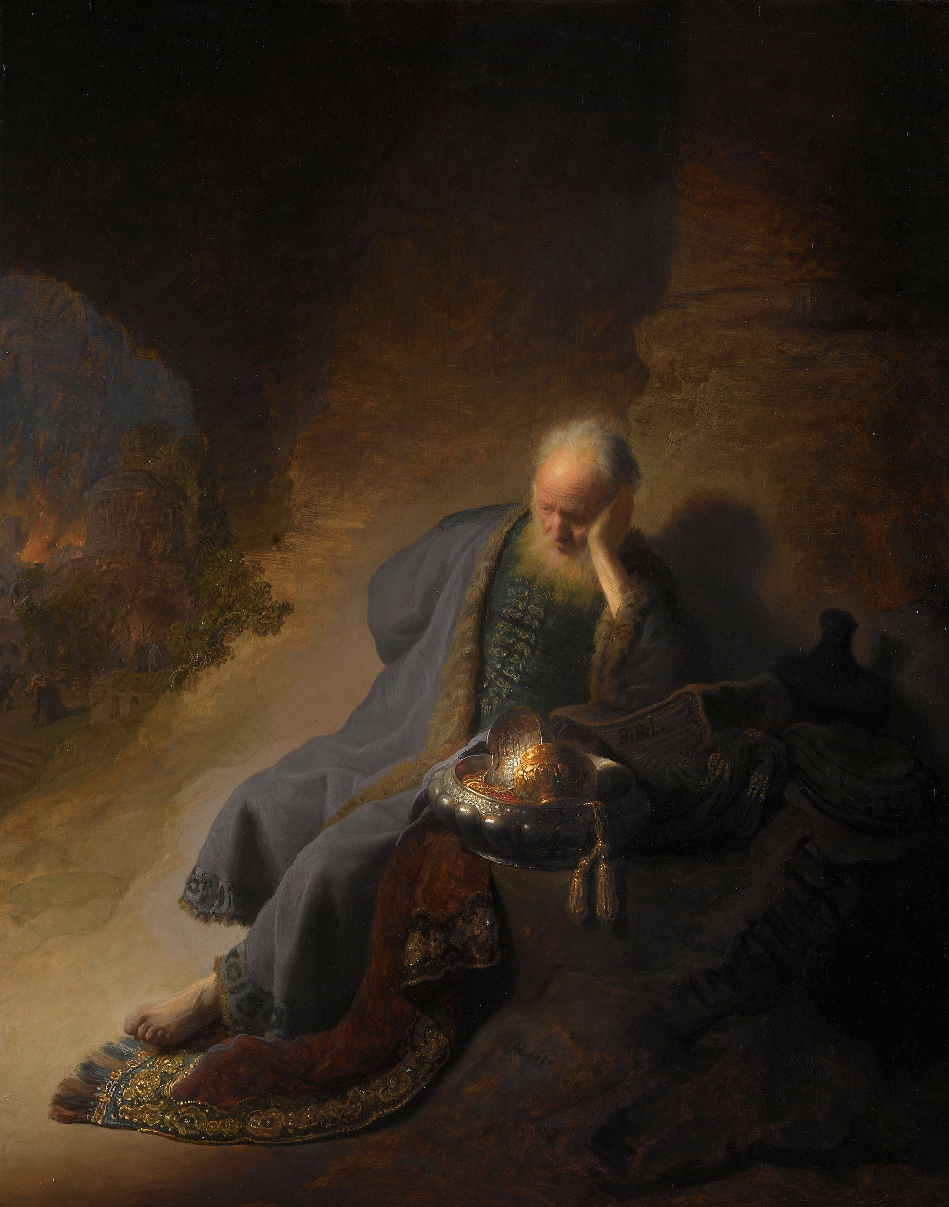 Reproduction du tableau « Jérémie pleurant la destruction de Jérusalem - Rembrandt » par Alpha Reproduction en peinture à l’huile
