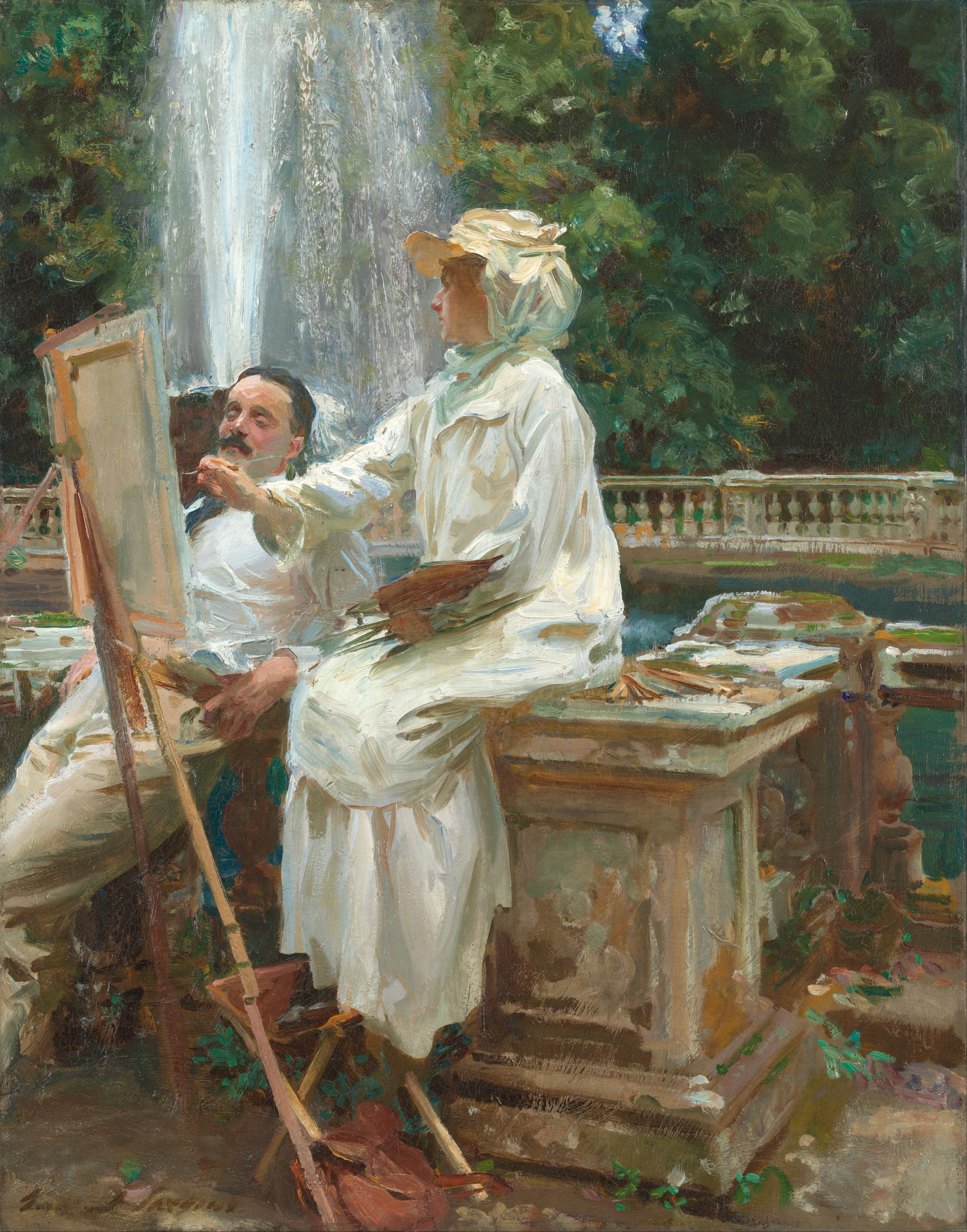 Reproduction du tableau « La fontaine, Villa Torlonia, Frascati, Italie - John Singer Sargent » par Alpha Reproduction en peinture à l’huile