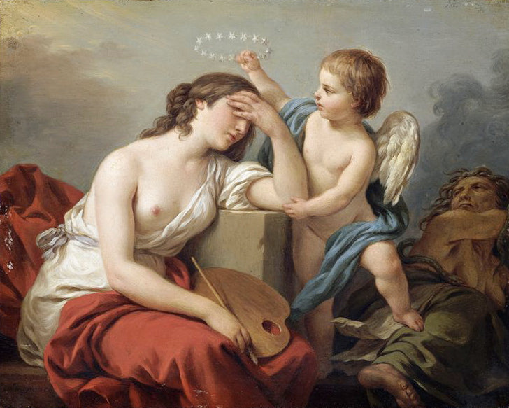 L'Amour des arts console la peinture des écrits ridicules et envenimés de ses ennemis - Louis Jean François Lagrenée