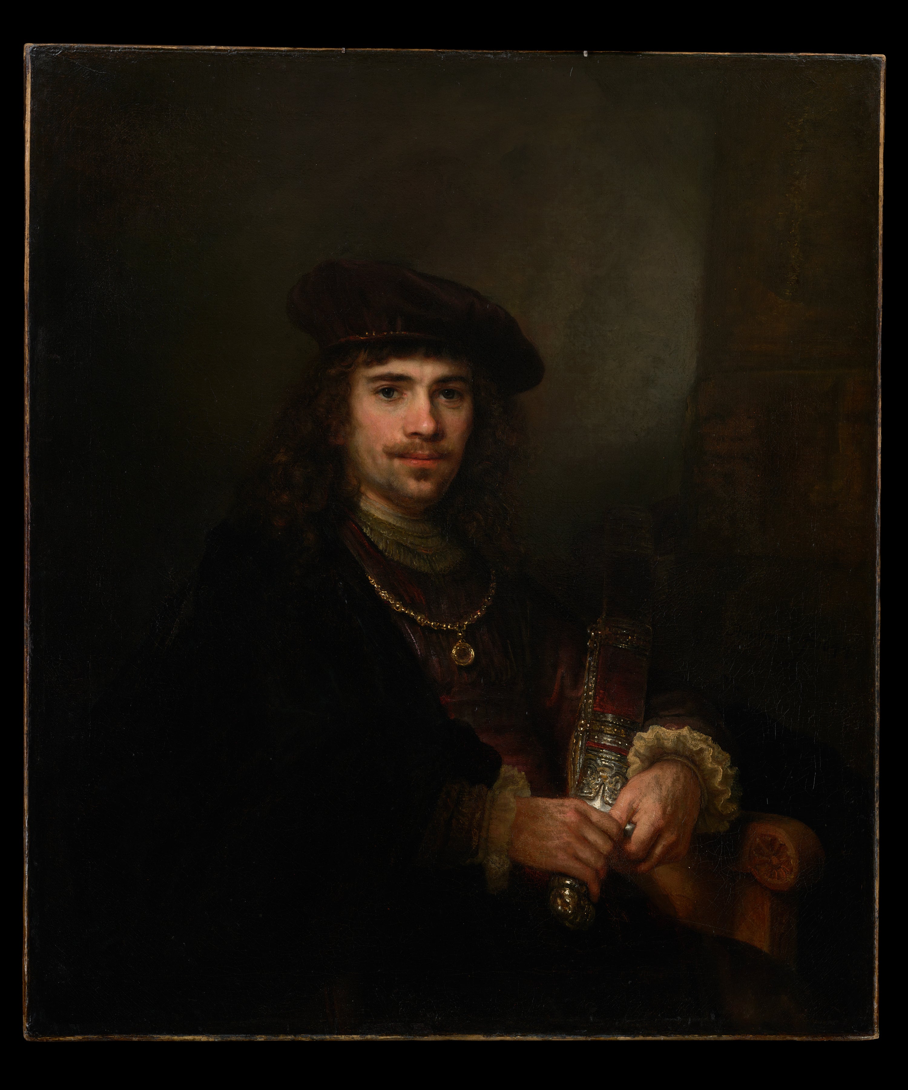 Reproduction du tableau « Homme avec une épée et un béret - Rembrandt » par Alpha Reproduction en peinture à l’huile