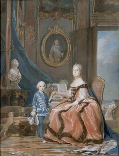 Marie-Josèphe de Saxe et le duc de Bourgogne dans son appartement de Versailles - Maurice-Quentin de La Tour