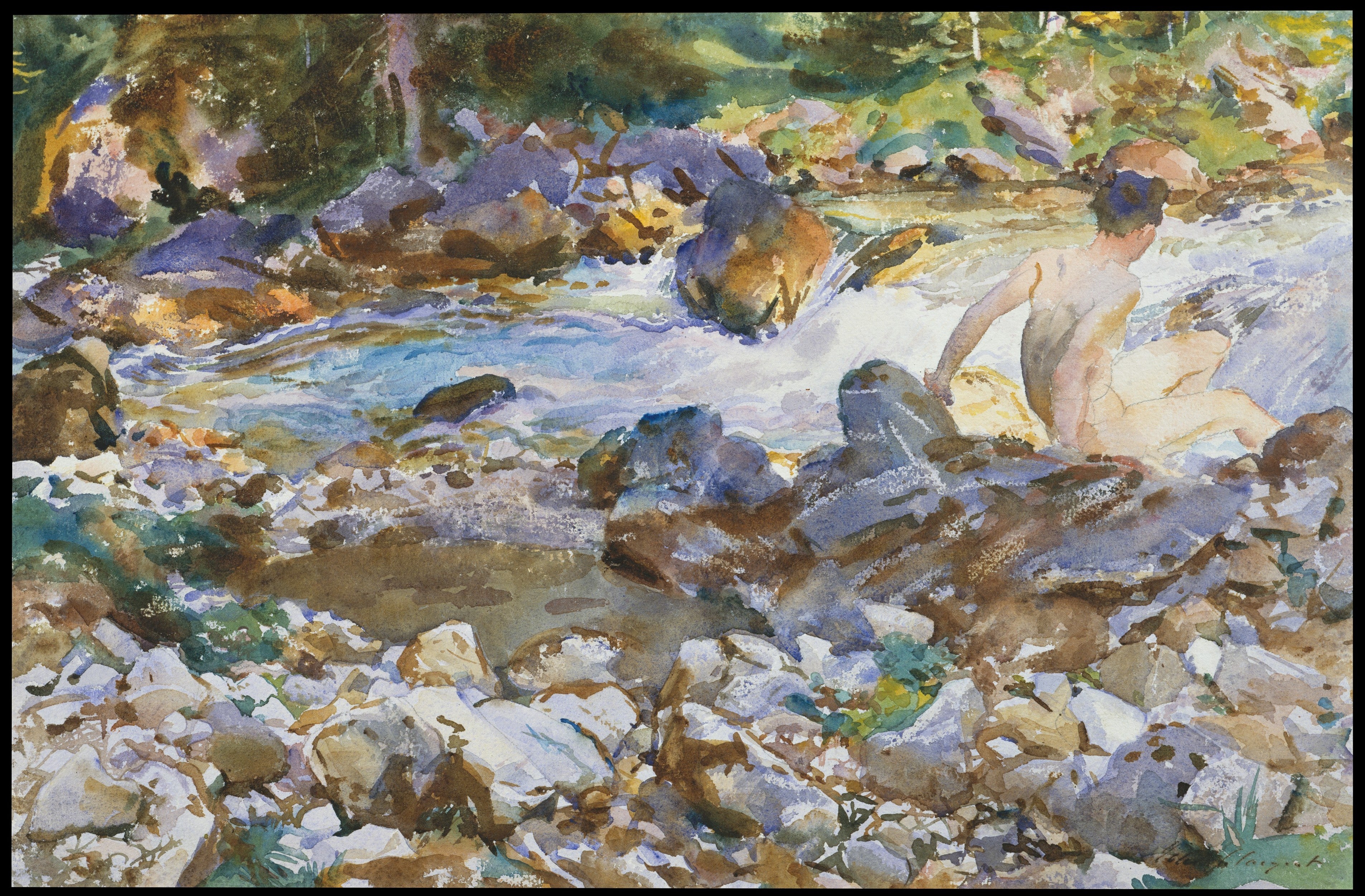 Reproduction du tableau « Ruisseau de montagne - John Singer Sargent » par Alpha Reproduction en peinture à l’huile