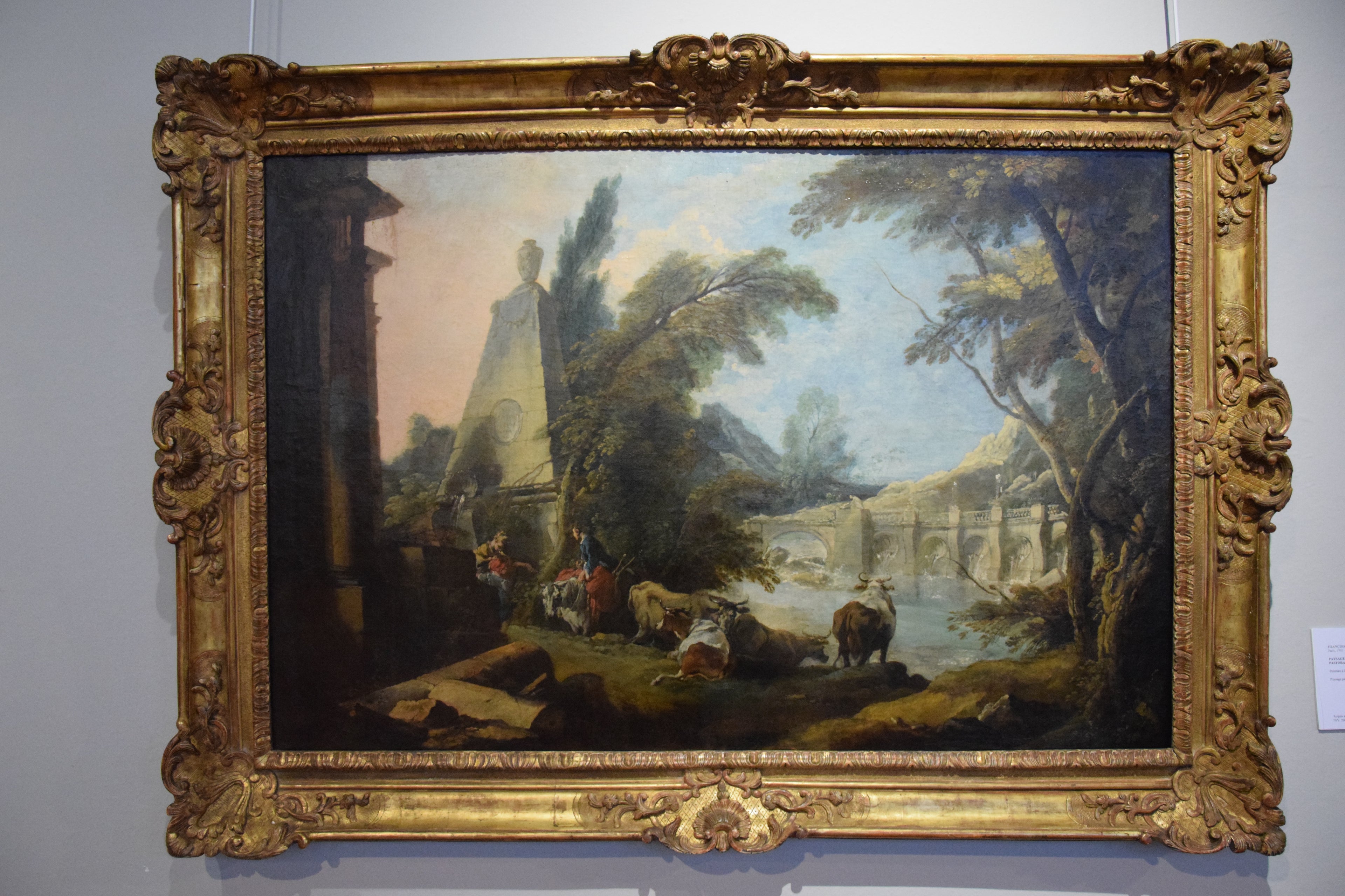 Paysage pastoral avec obélisque - François Boucher