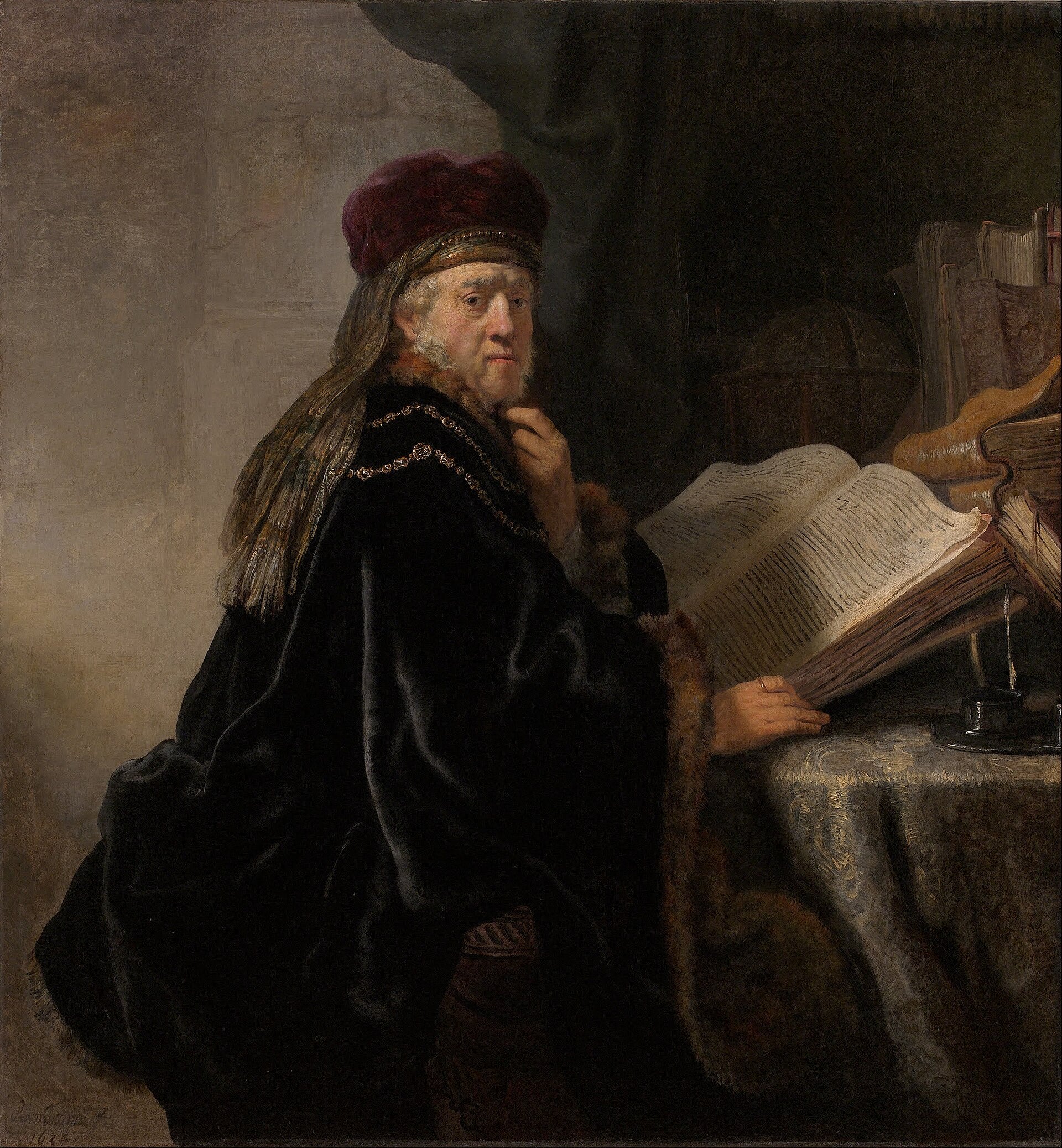 Reproduction du tableau « Un érudit dans son bureau - Rembrandt » par Alpha Reproduction en peinture à l’huile