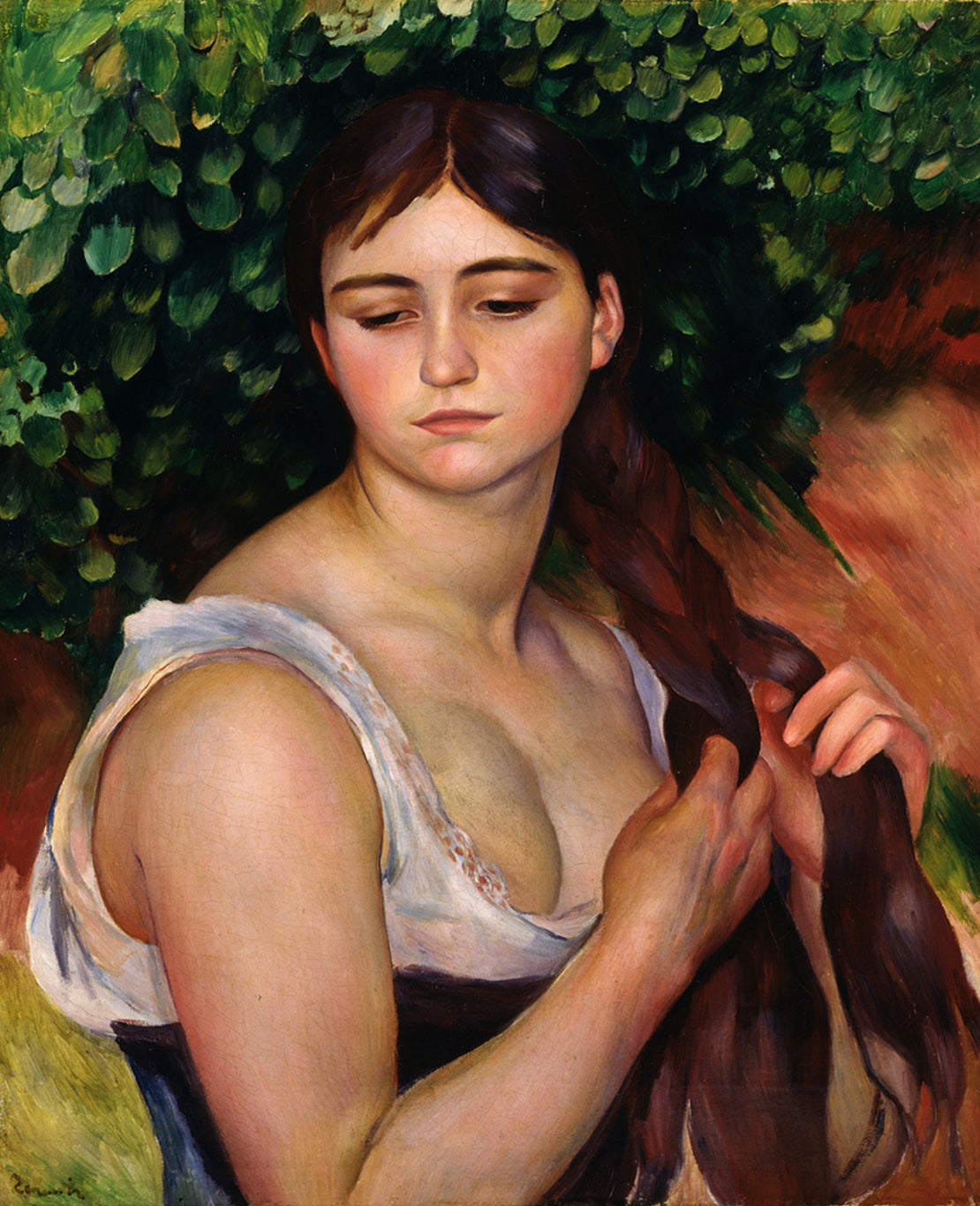 Reproduction du tableau « La Natte - Pierre-Auguste Renoir » par Alpha Reproduction en peinture à l’huile
