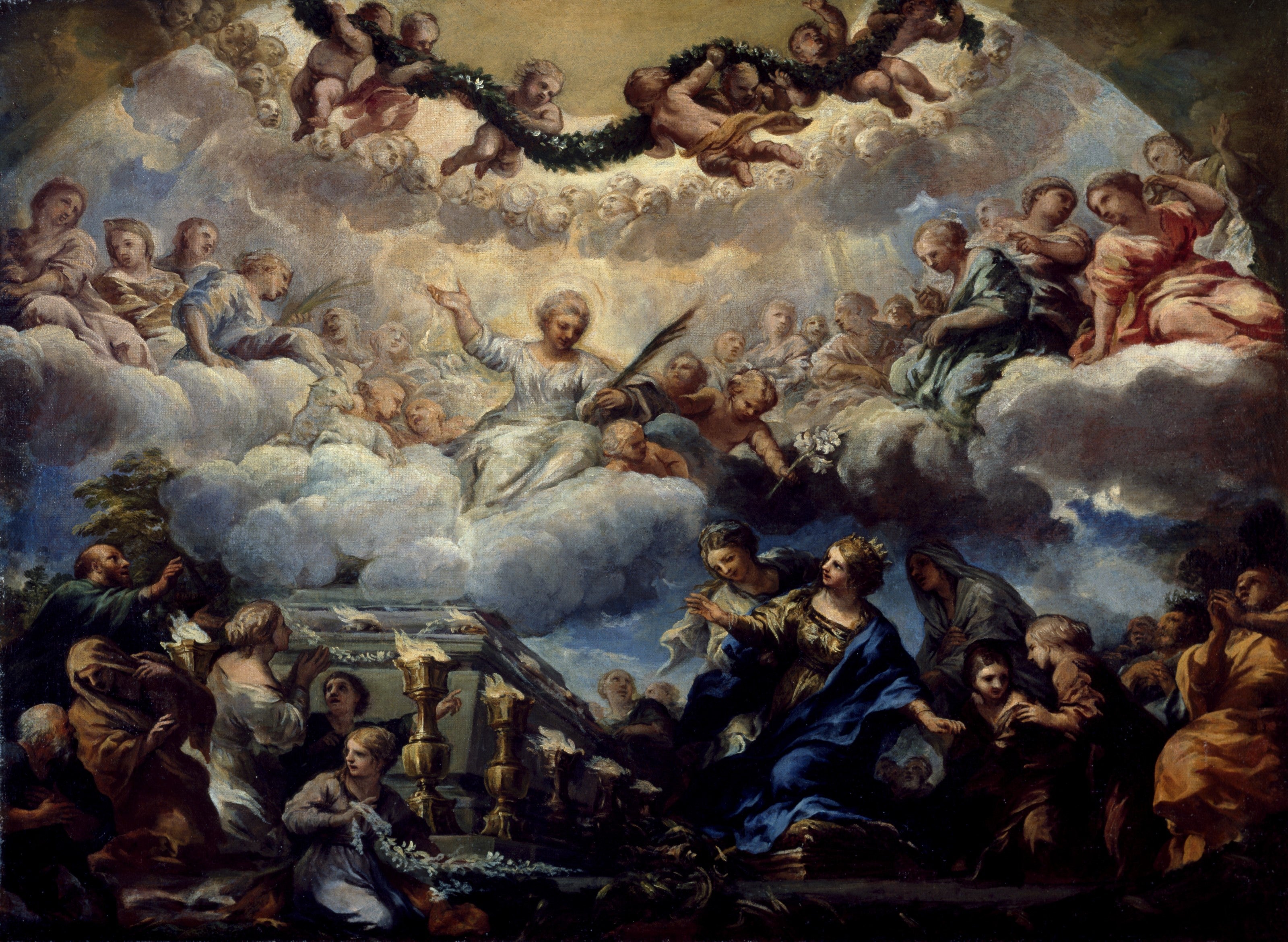 Vision de sainte Constantia devant le tombeau des saintes Agnès et Émérentienne - Pietro da Cortona