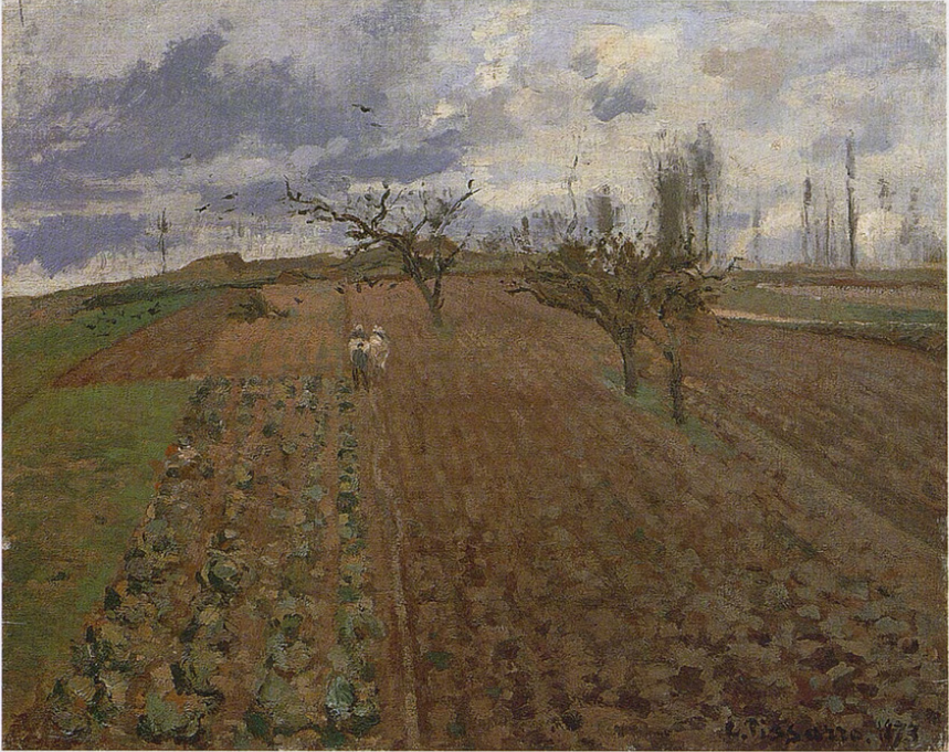Reproduction du tableau « Terres travaillées près d'Osny - Camille Pissarro » par Alpha Reproduction en peinture à l’huile