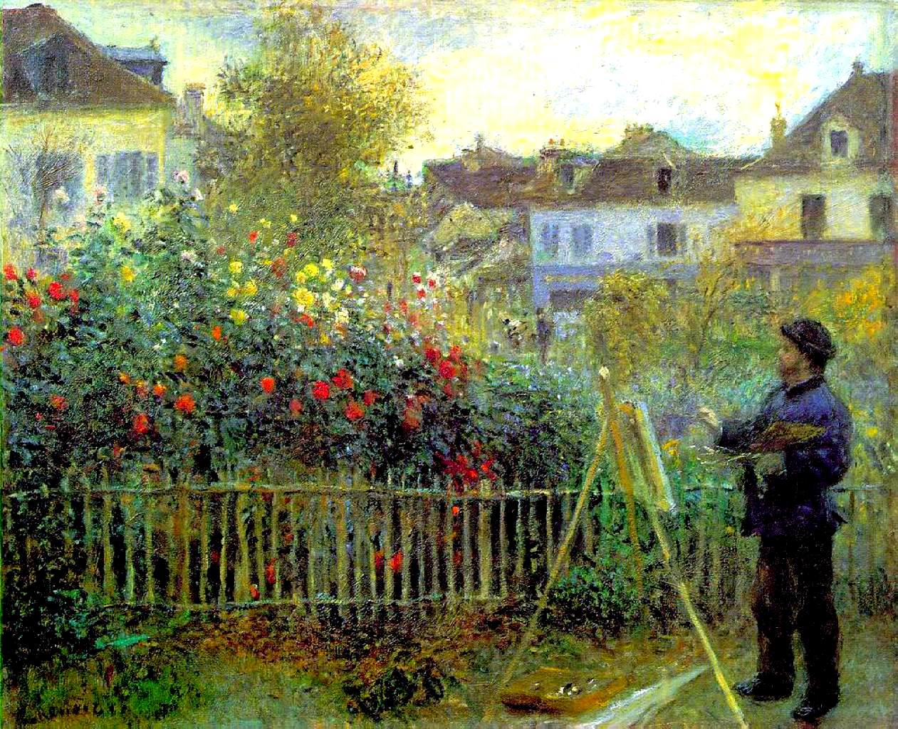 Reproduction du tableau « Claude Monet peignant dans son jardin à Argenteuil - Pierre-Auguste Renoir » par Alpha Reproduction en peinture à l’huile
