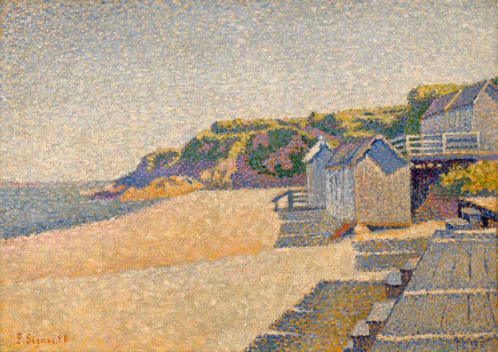 Reproduction du tableau « Portrieux, Les Cabines de Bain, Opus 185 (Plage de la Comtesse) - Paul Signac » par Alpha Reproduction en peinture à l’huile