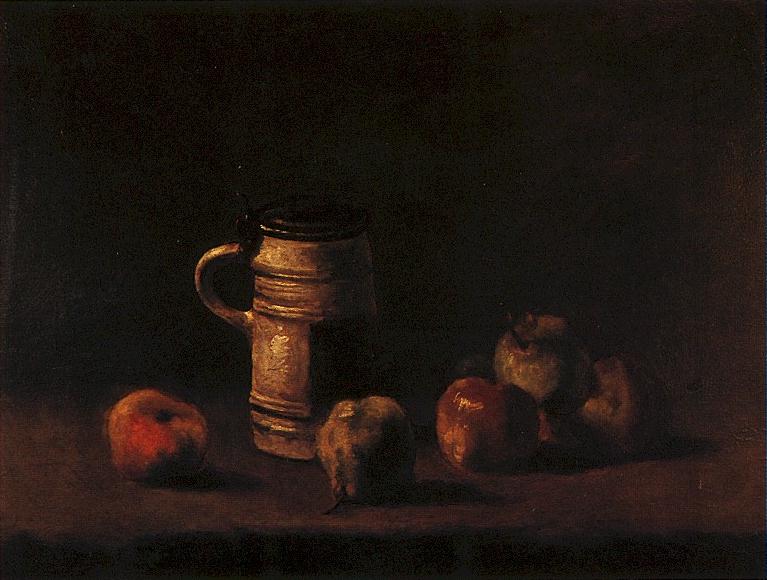 Reproduction du tableau « Nature morte avec chope de bière et fruits - Vincent van Gogh » par Alpha Reproduction en peinture à l’huile