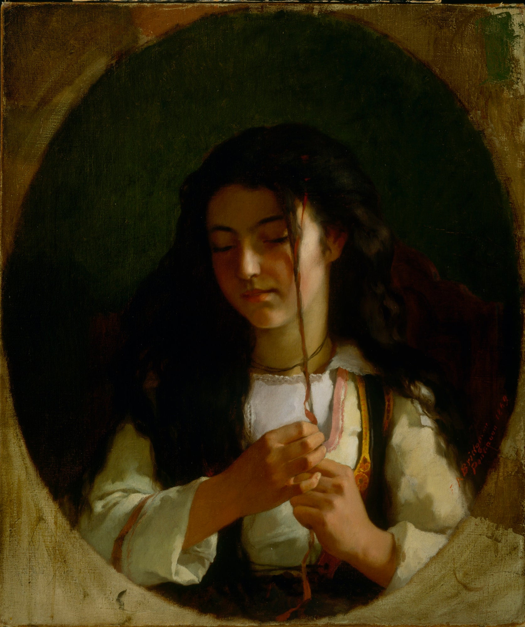 Étude d'une jeune fille, Pont Aven - Frederick Arthur Bridgman