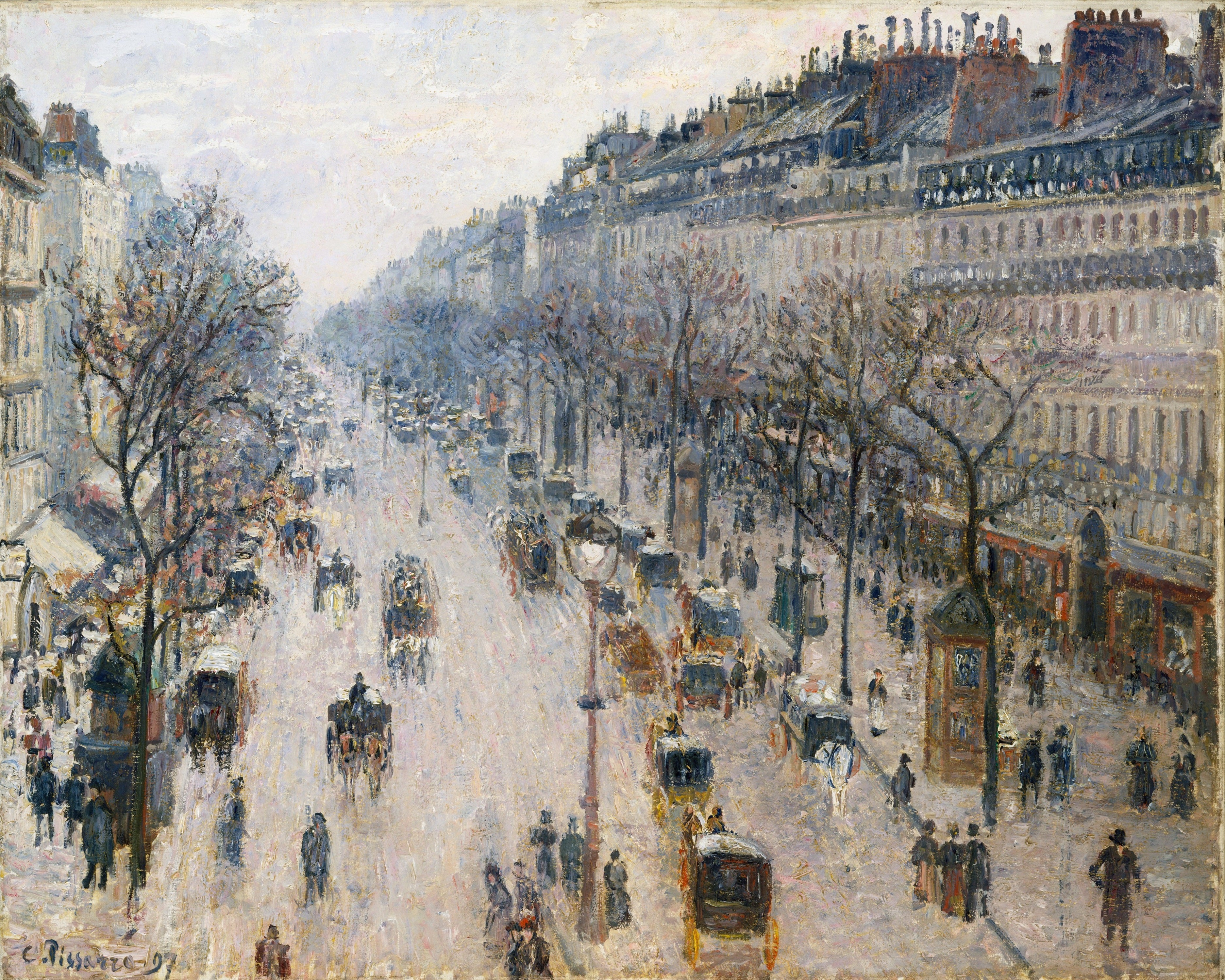 Reproduction du tableau « Boulevard Montmartre un matin d'hiver - Camille Pissarro » par Alpha Reproduction en peinture à l’huile