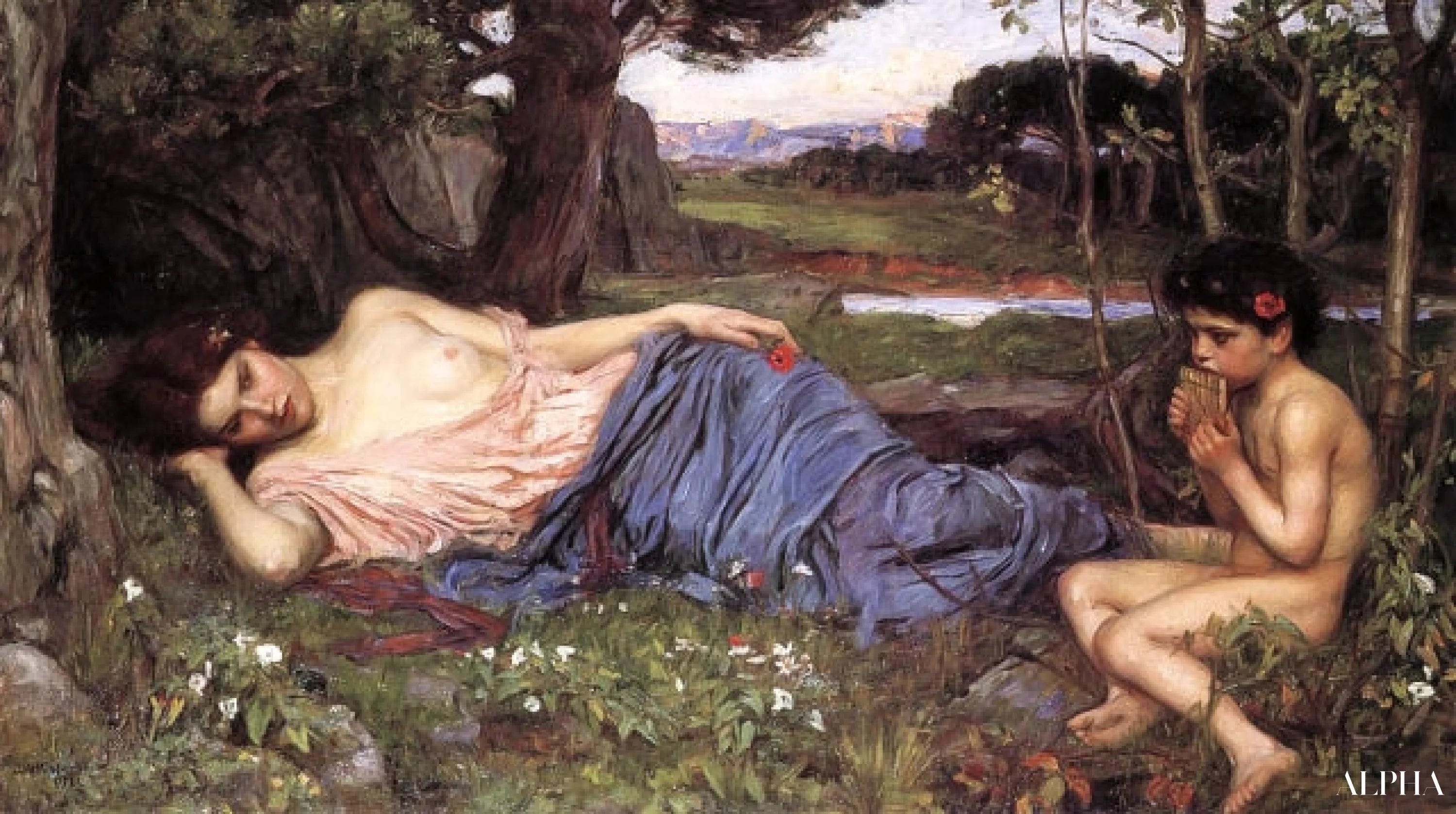 Reproduction du tableau « Écouter ses douces mélodies - John William Waterhouse » par Alpha Reproduction en peinture à l’huile