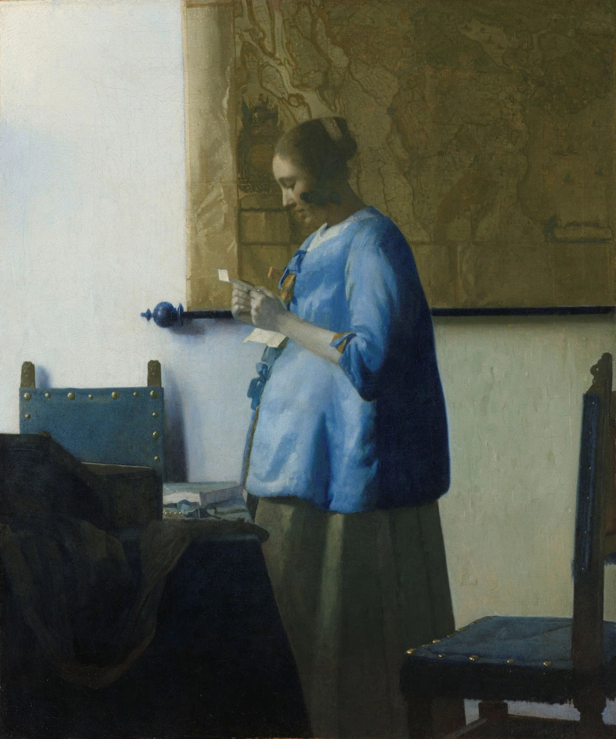 Femme en bleu lisant une lettre de Johannes Vermeer, vers 1663