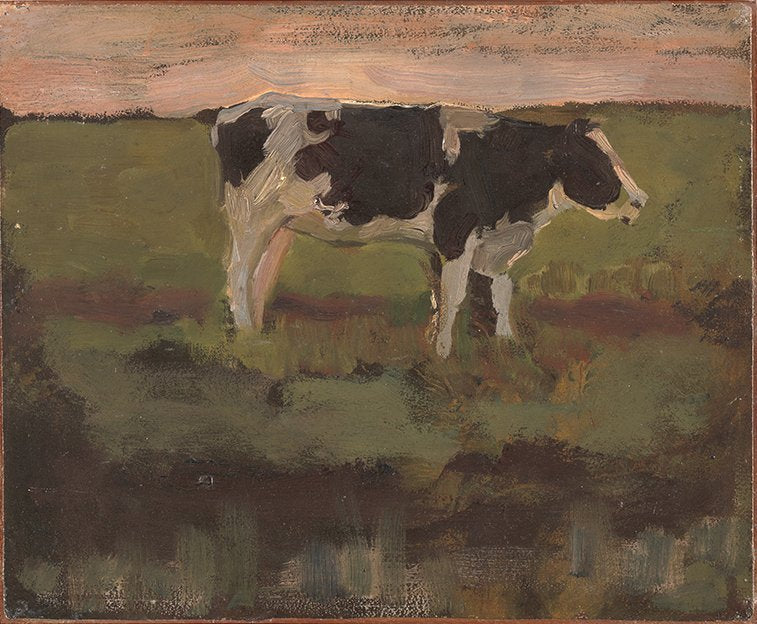 Reproduction du tableau « Génisse noire et blanche - Piet Mondrian » par Alpha Reproduction en peinture à l’huile