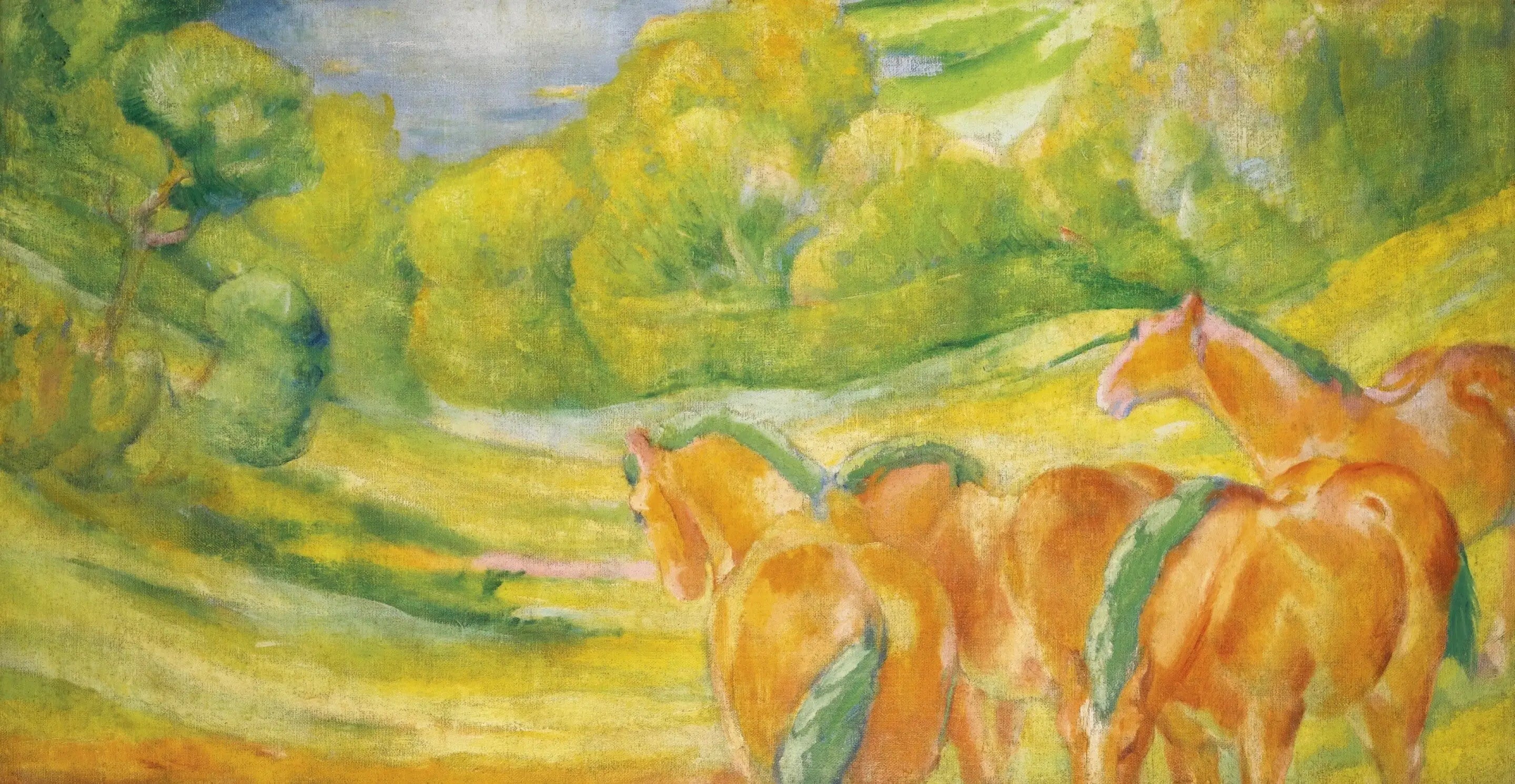 Reproduction du tableau « Grand Paysage I - Franz Marc » par Alpha Reproduction en peinture à l’huile