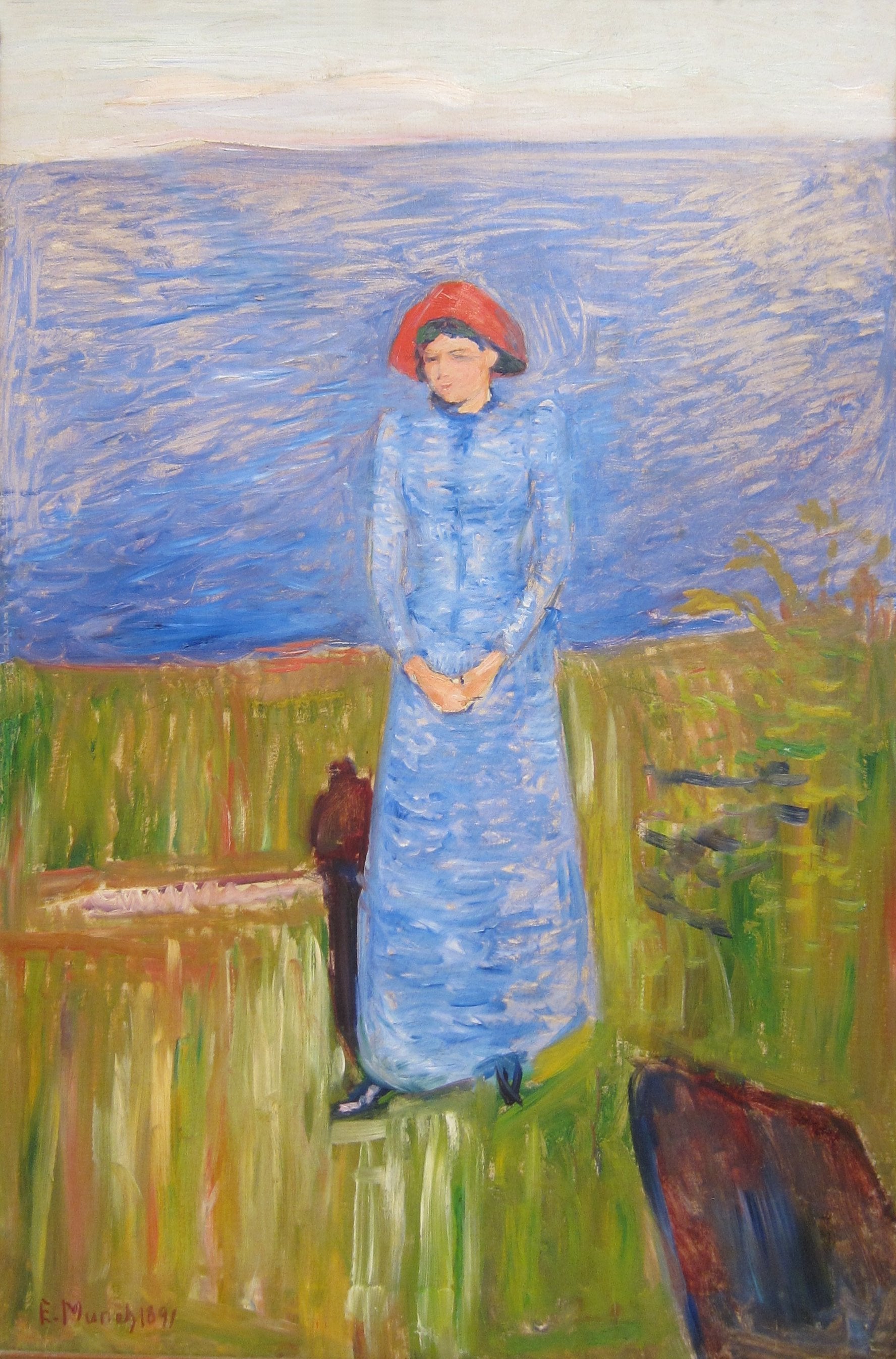 Reproduction du tableau « Femme en bleu devant une eau bleue - Edvard Munch » par Alpha Reproduction en peinture à l’huile