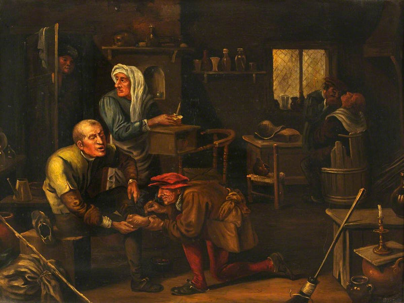 Un chirurgien opère le pied d'un homme - Adriaen Brouwer