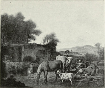 Paysage avec chevaux, moutons, bergers et autres animaux - Adriaen van de Velde