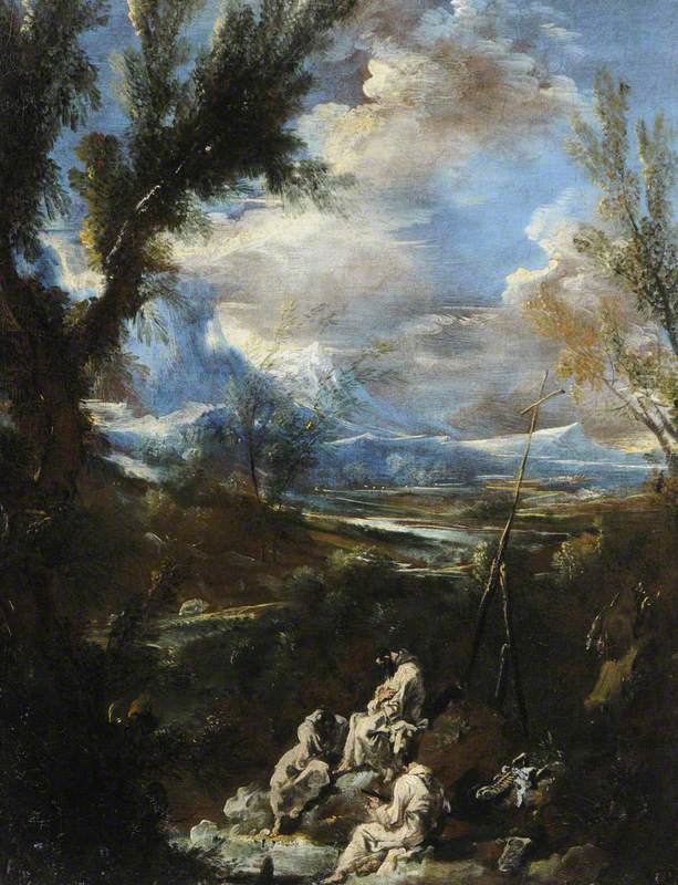 Des ermites dans un paysage - Alessandro Magnasco image 1 reproduction de peinture à l’huile