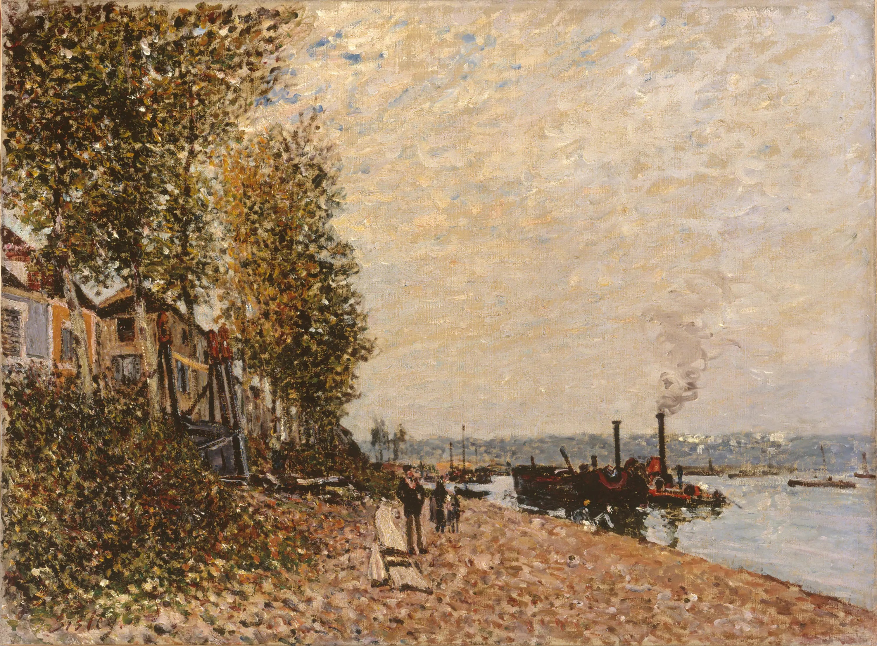 Reproduction du tableau « Le Remorqueur sur le Loing, Saint-Mammès - Alfred Sisley » par Alpha Reproduction en peinture à l’huile