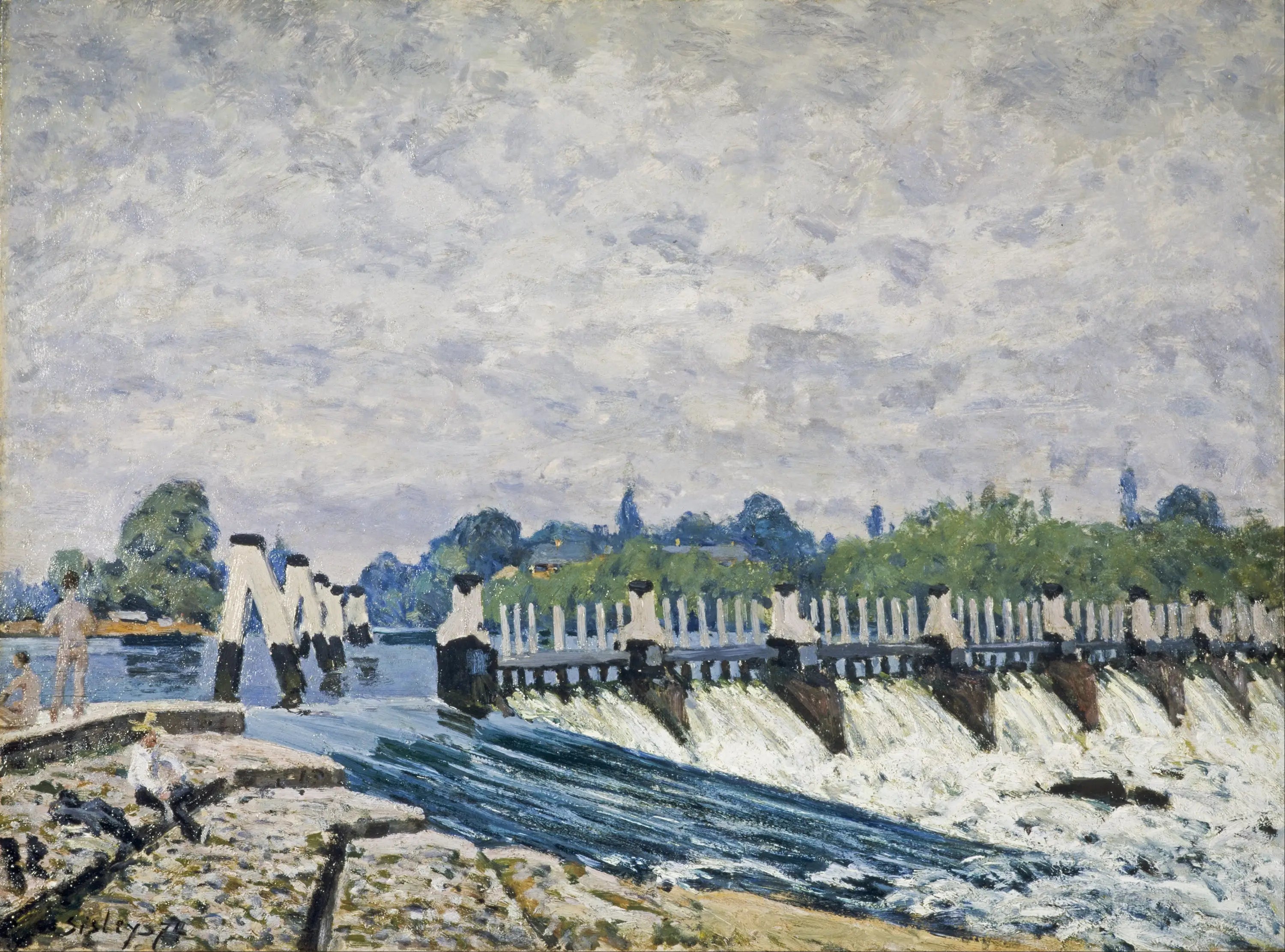 Reproduction du tableau « L'Écluse de Molesey près de Hampton Court, effet du matin - Alfred Sisley » par Alpha Reproduction en peinture à l’huile