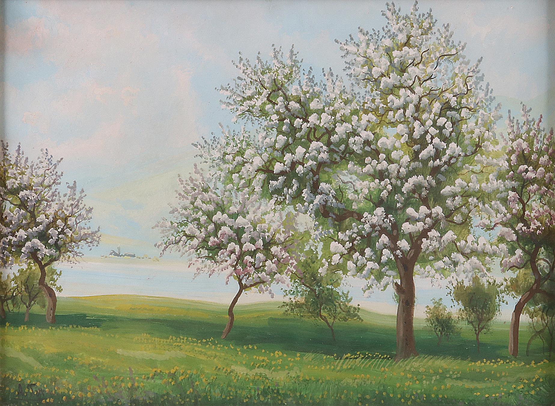 Verger en fleurs, peinture de Alois Tott