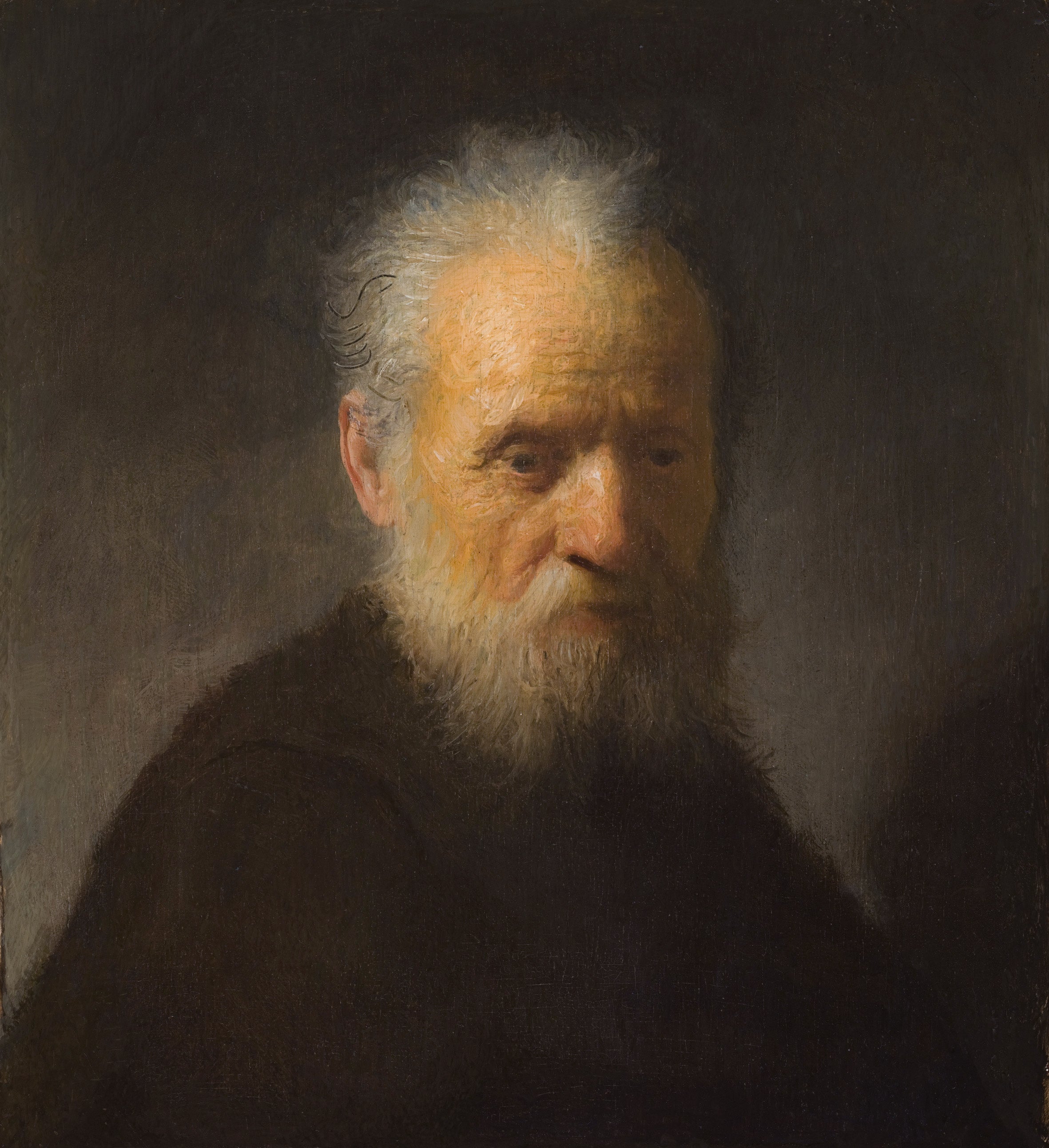 Reproduction du tableau « Buste d'un vieil homme barbu - Rembrandt » par Alpha Reproduction en peinture à l’huile
