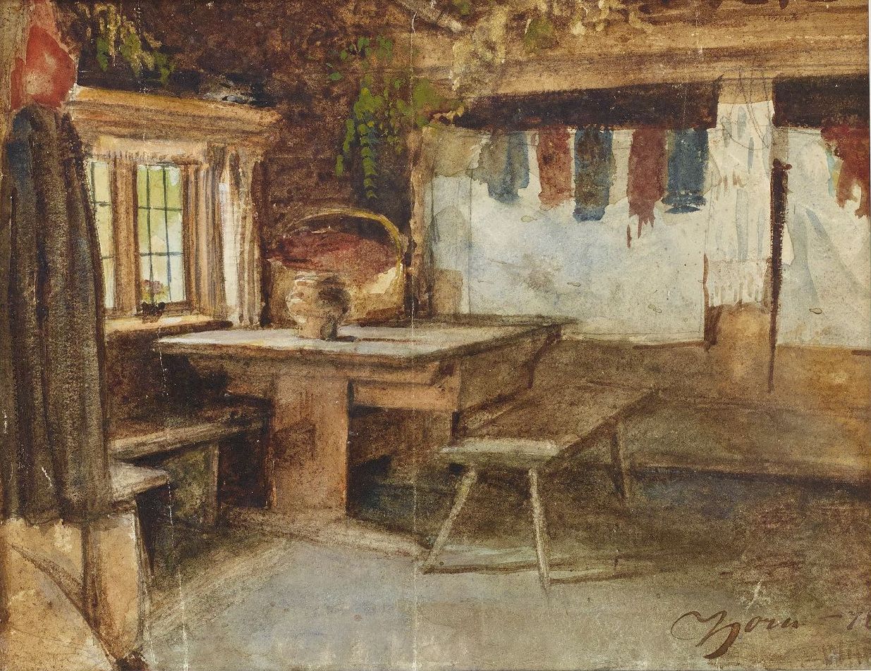 Intérieur d'un chalet à Mora - Anders Zorn