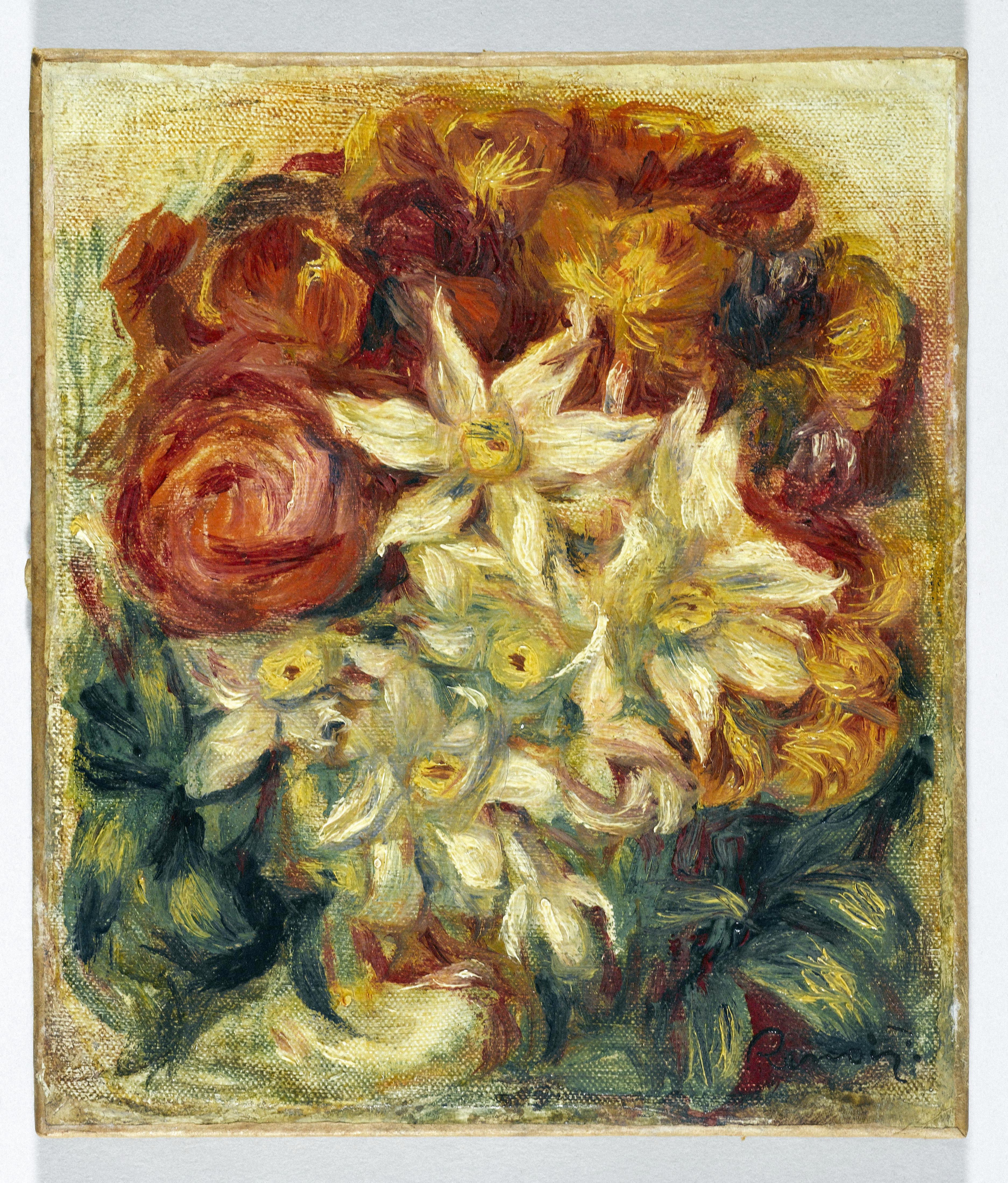 Reproduction du tableau « Bouquet de narcisses et de roses - Pierre-Auguste Renoir » par Alpha Reproduction en peinture à l’huile