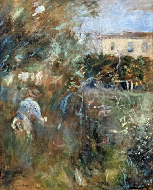 Reproduction du tableau « Femme au jardin (villa Arnulphi à Nice) - Berthe Morisot » par Alpha Reproduction en peinture à l’huile