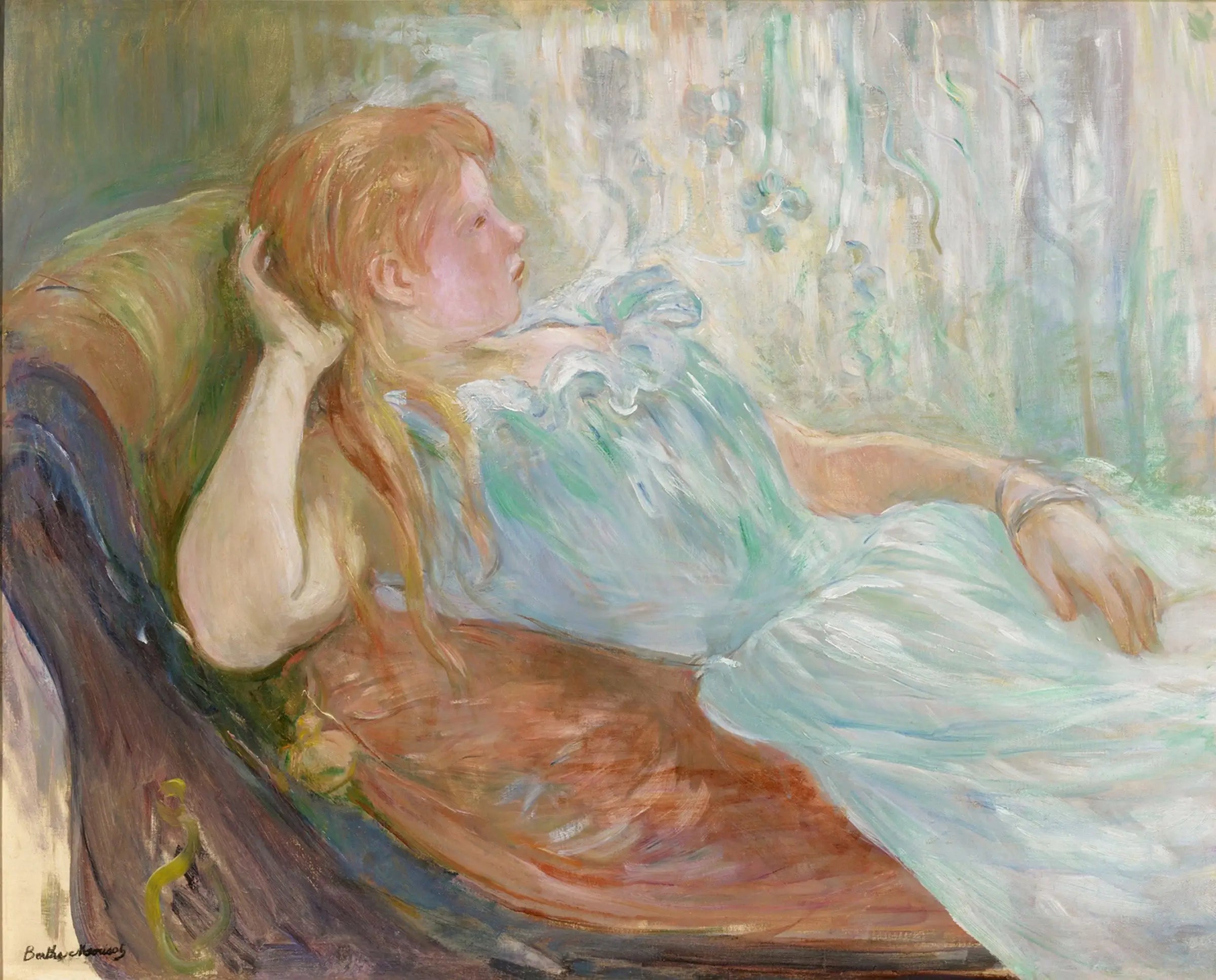 Reproduction du tableau « Jeune fille étendue - Berthe Morisot » par Alpha Reproduction en peinture à l’huile