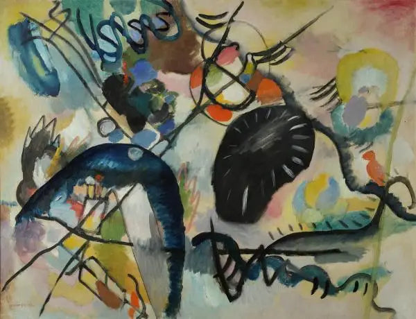 Reproduction du tableau « Tache noire 1 - Vassily Kandinsky » par Alpha Reproduction en peinture à l’huile