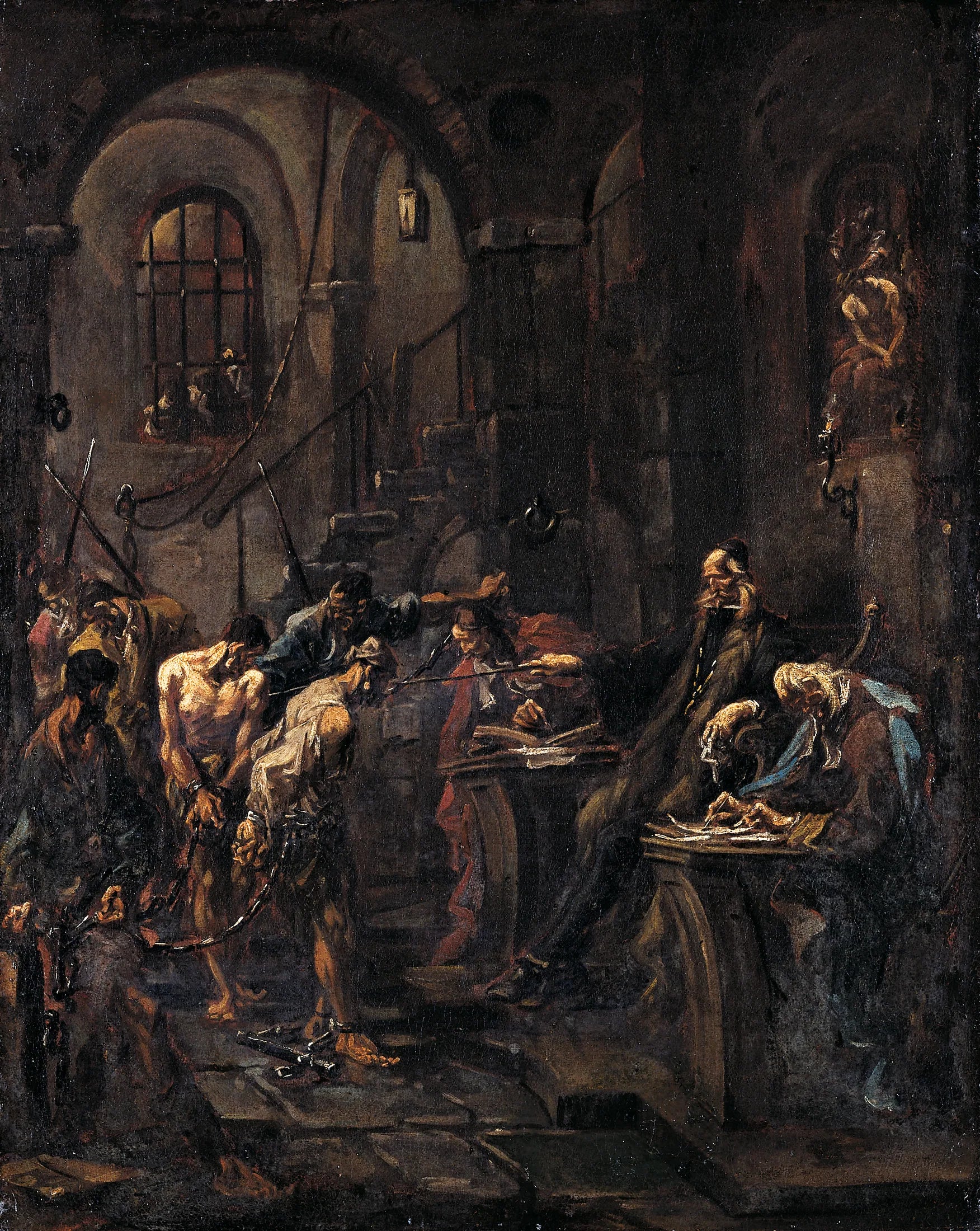 Interrogatoire brutal - Alessandro Magnasco image 1 copie de tableau peinte à la main
