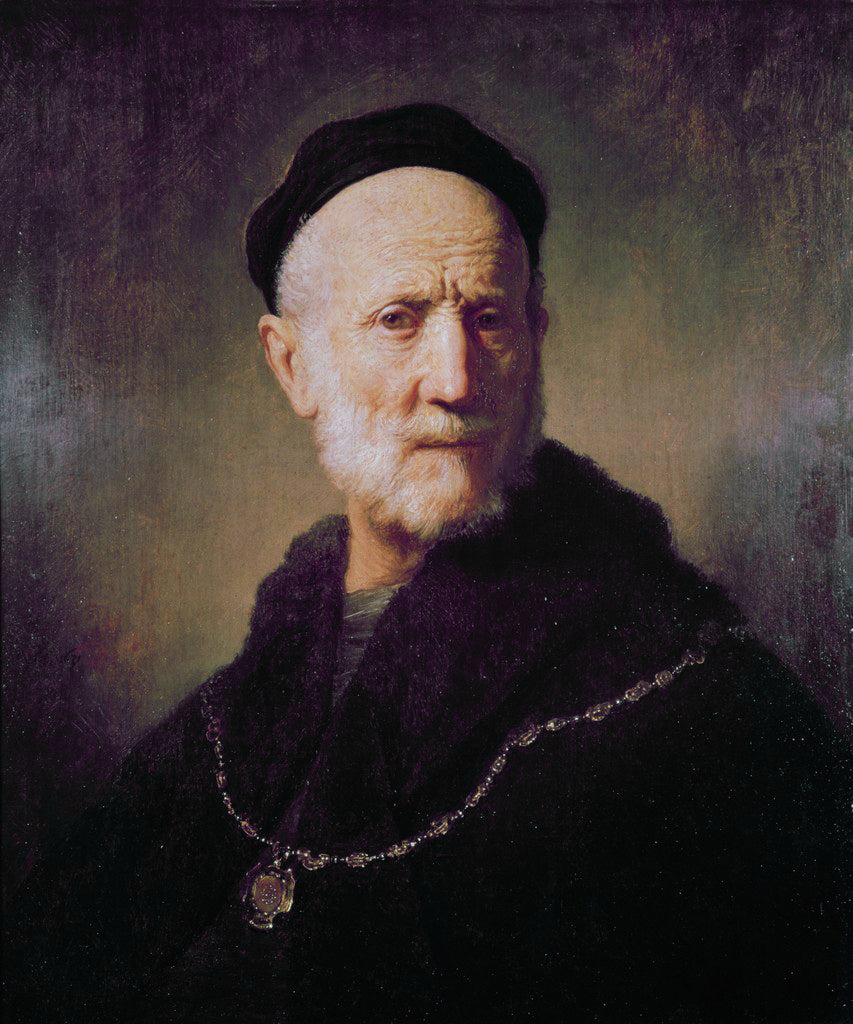 Reproduction du tableau « Buste d'un vieil homme - Rembrandt » par Alpha Reproduction en peinture à l’huile