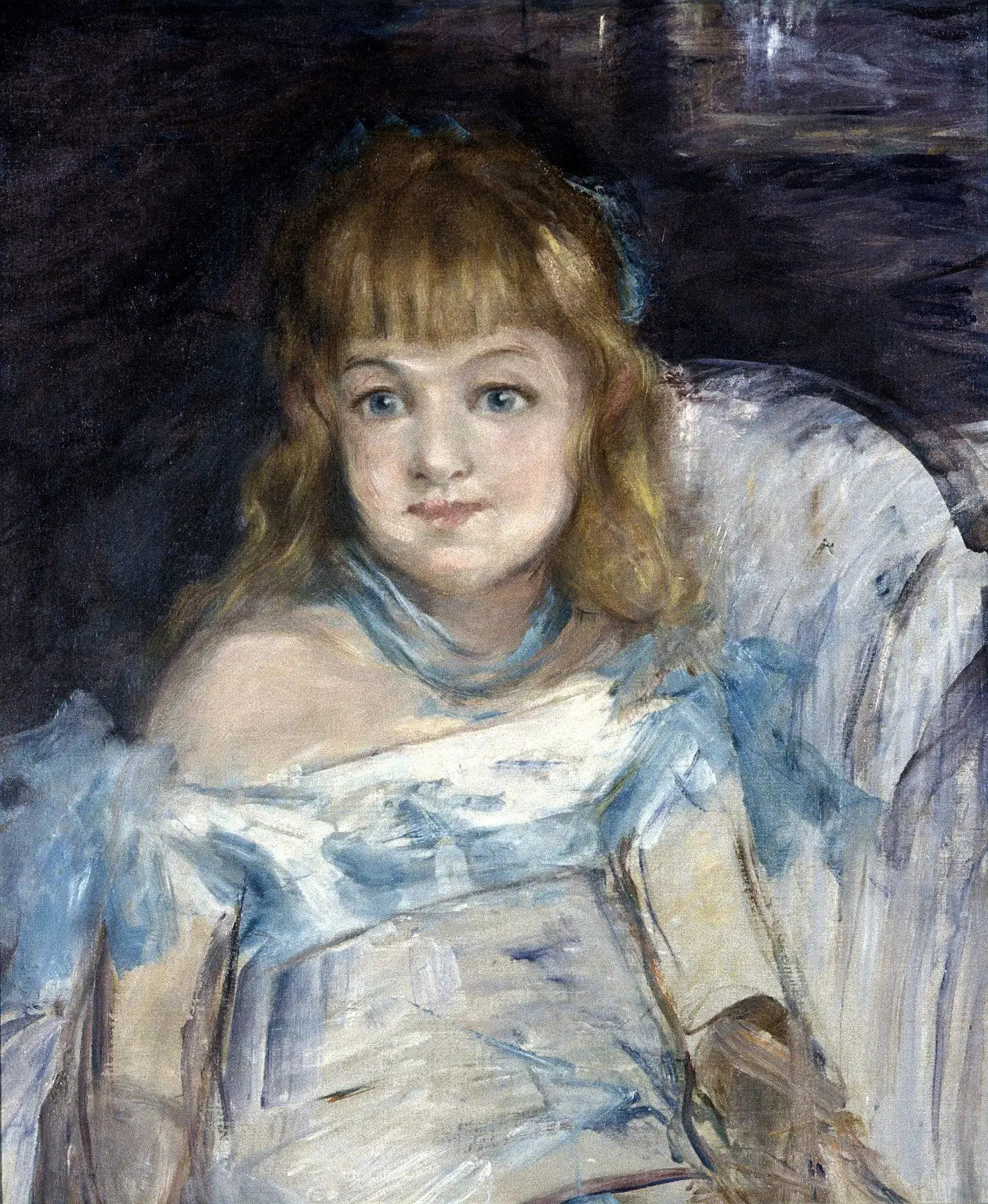 Reproduction du tableau « Petite fille dans un fauteuil - Édouard Manet » par Alpha Reproduction en peinture à l’huile
