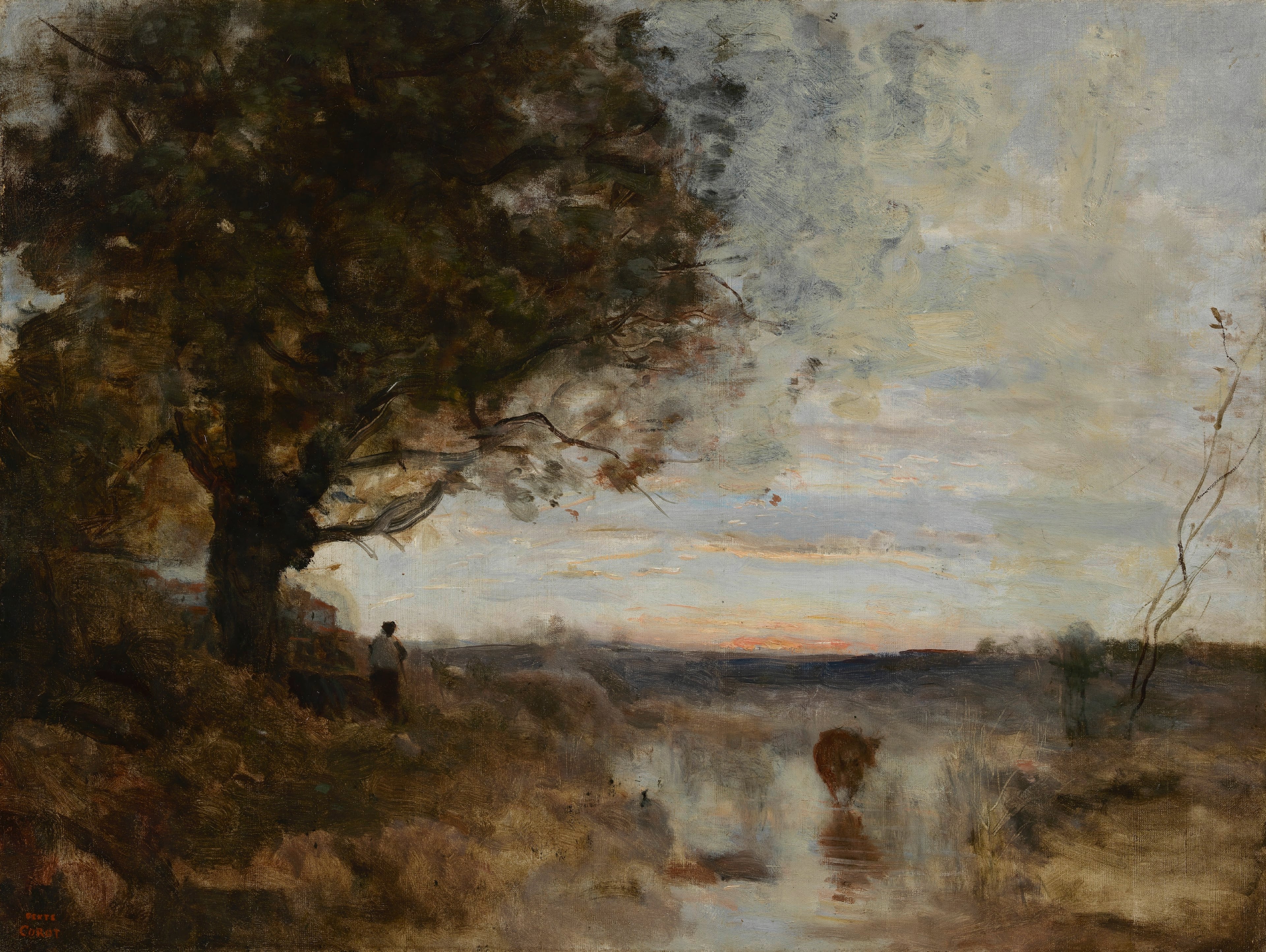 Paysage composé, effet de soleil levant - Jean-Baptiste Camille Corot