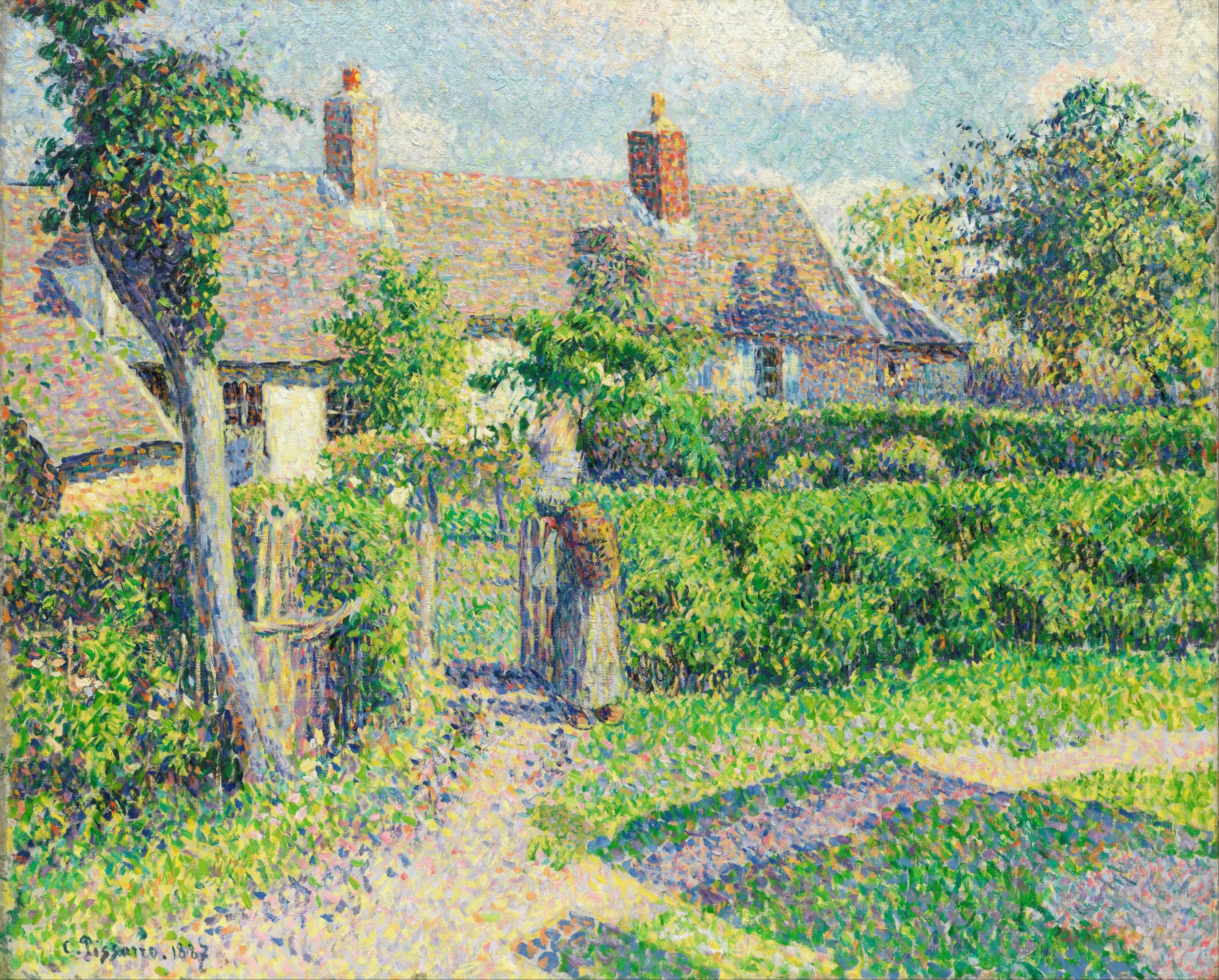 Reproduction du tableau « Maisons paysannes, Eragny - Camille Pissarro » par Alpha Reproduction en peinture à l’huile