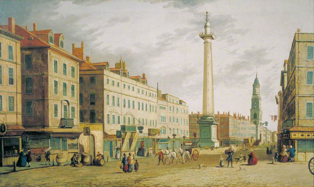 Le monument de Gracechurch Street, Londres - Canaletto