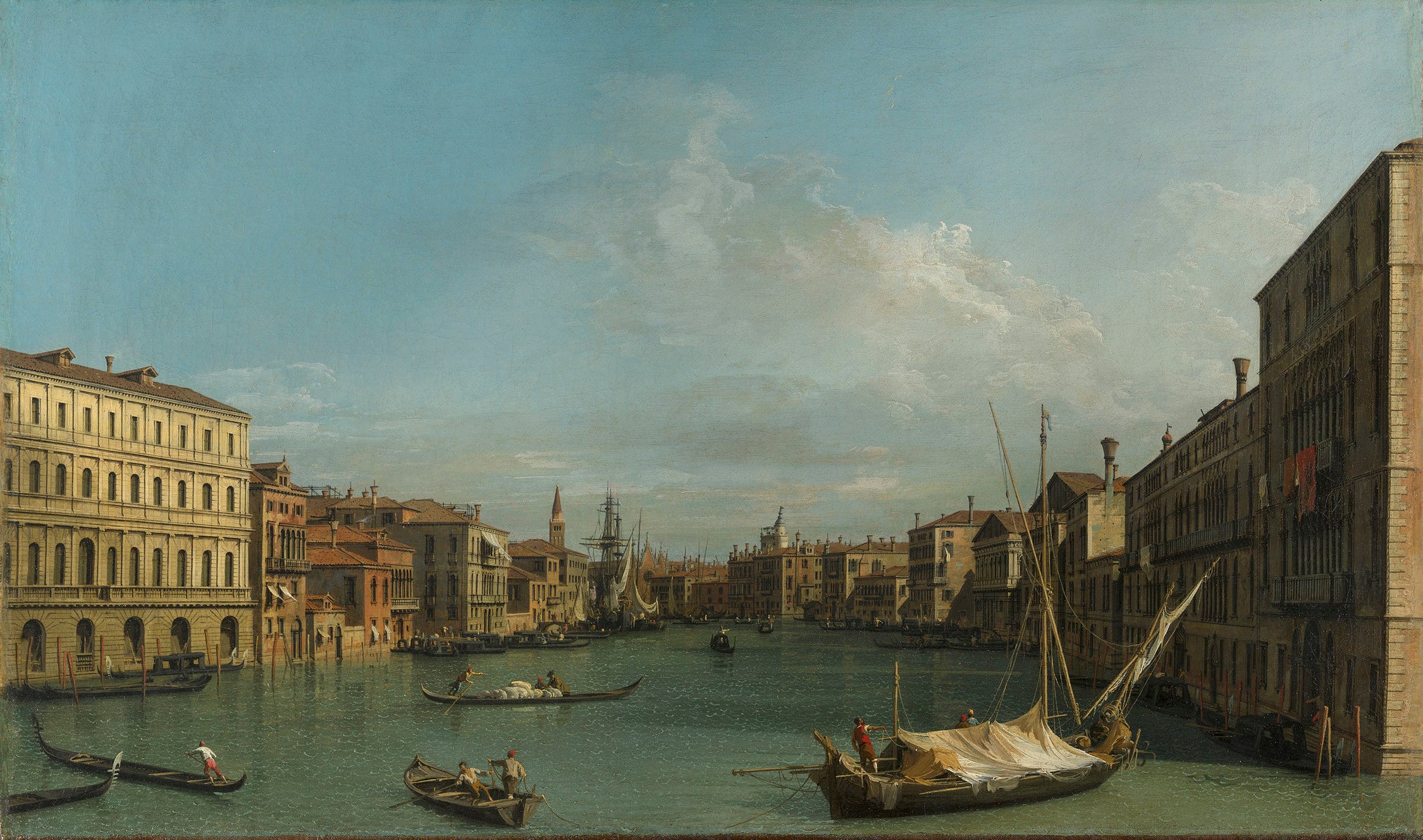 Venise : le Grand Canal du palais Foscari vers la Carità - Canaletto