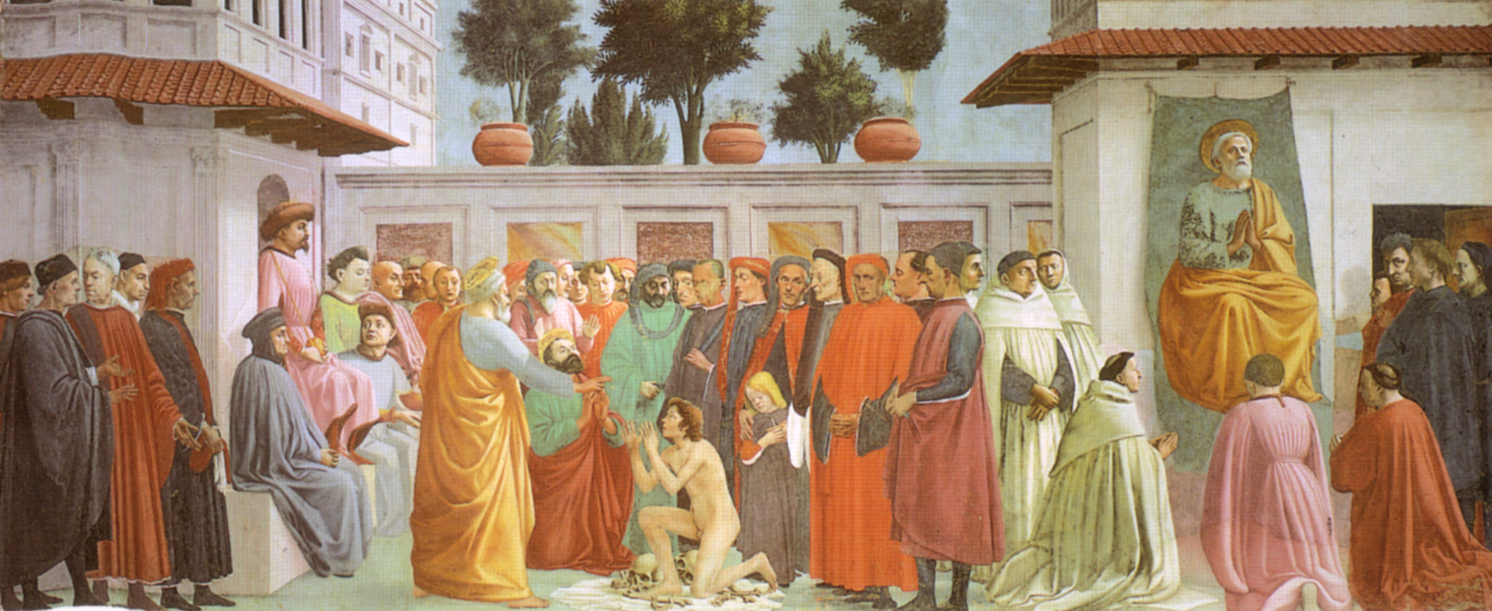 Résurrection du fils de Théophile et saint Pierre en chaire - Masaccio