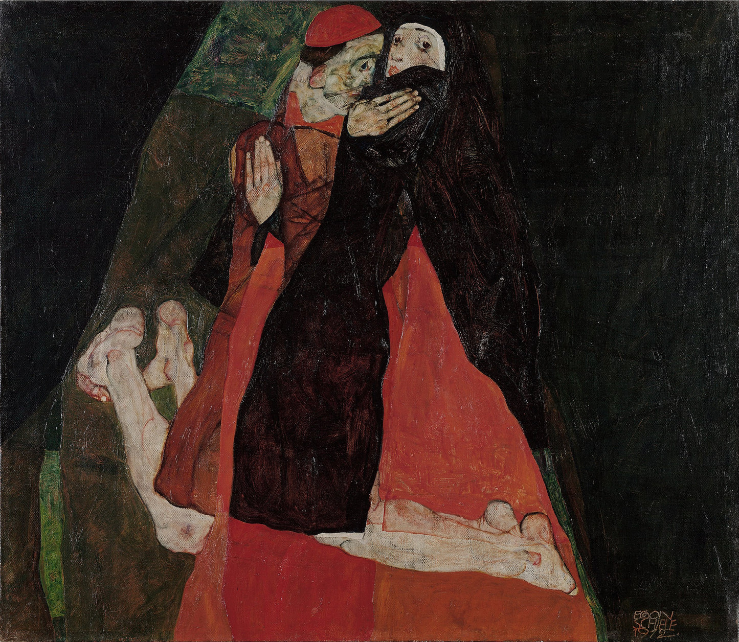 🔴 추기경과 수녀 (애무) – 에곤 실레 (1912)