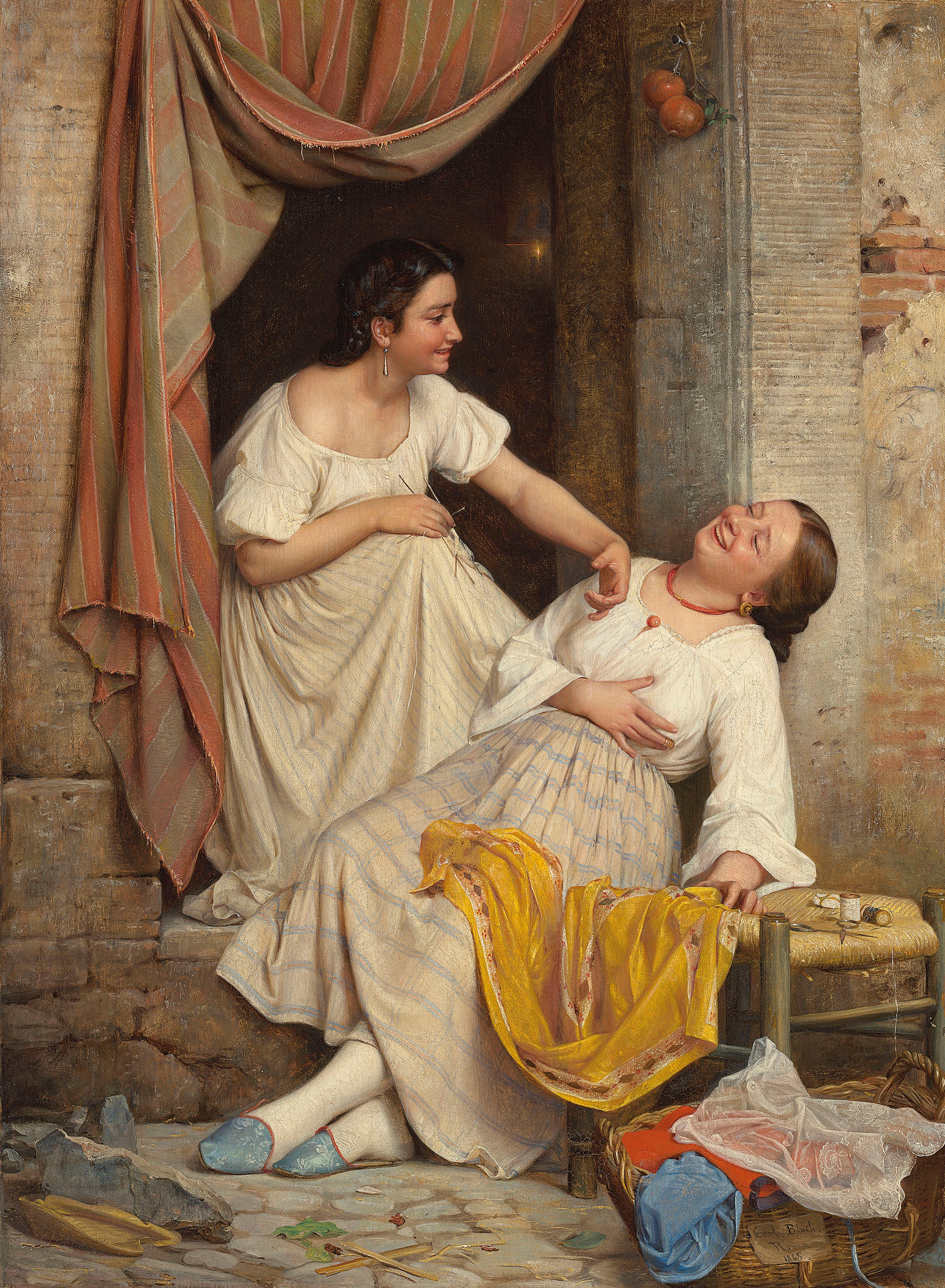 Deux filles souriantes - Carl Heinrich Bloch